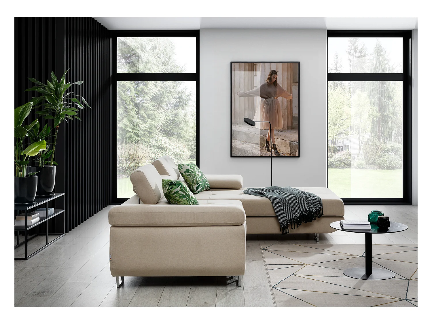 Grijze kunstleren hoekbank met opbergruimte Wile 280 cm