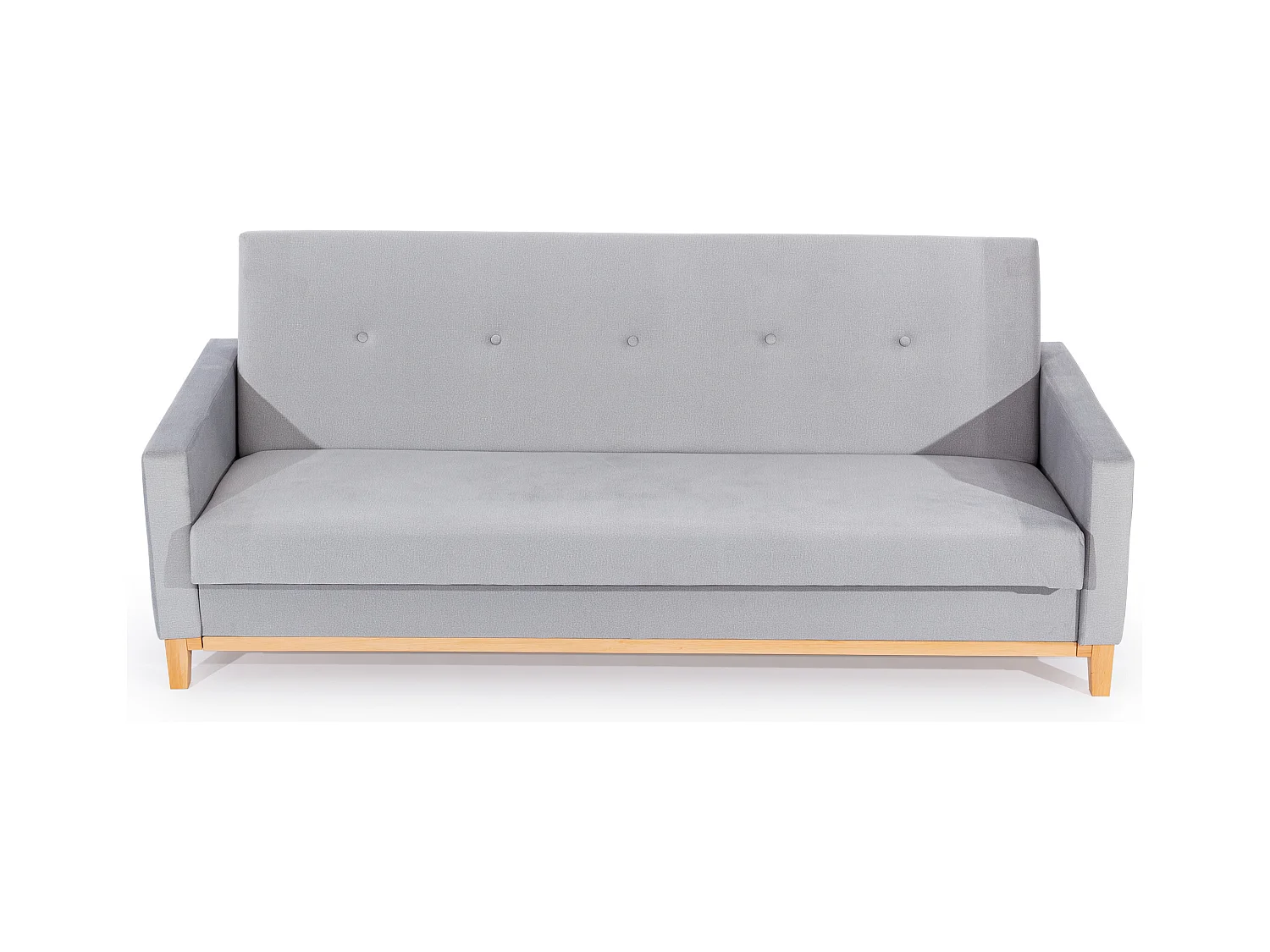 Canapé lit 3 places tissu bleu foncé et pieds en bois de hêtre Saline 216cm