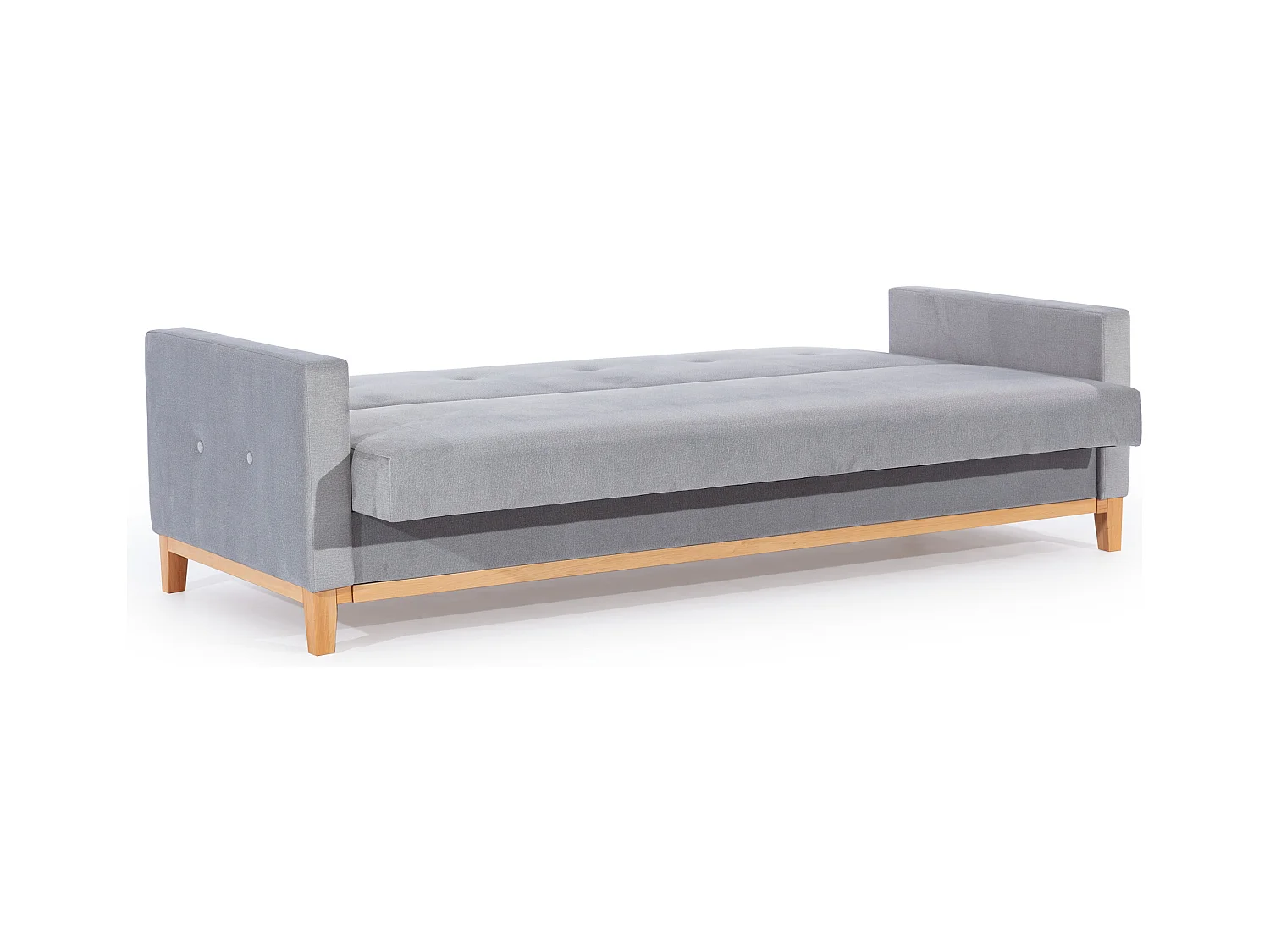 Canapé lit 3 places tissu bleu foncé et pieds en bois de hêtre Saline 216cm