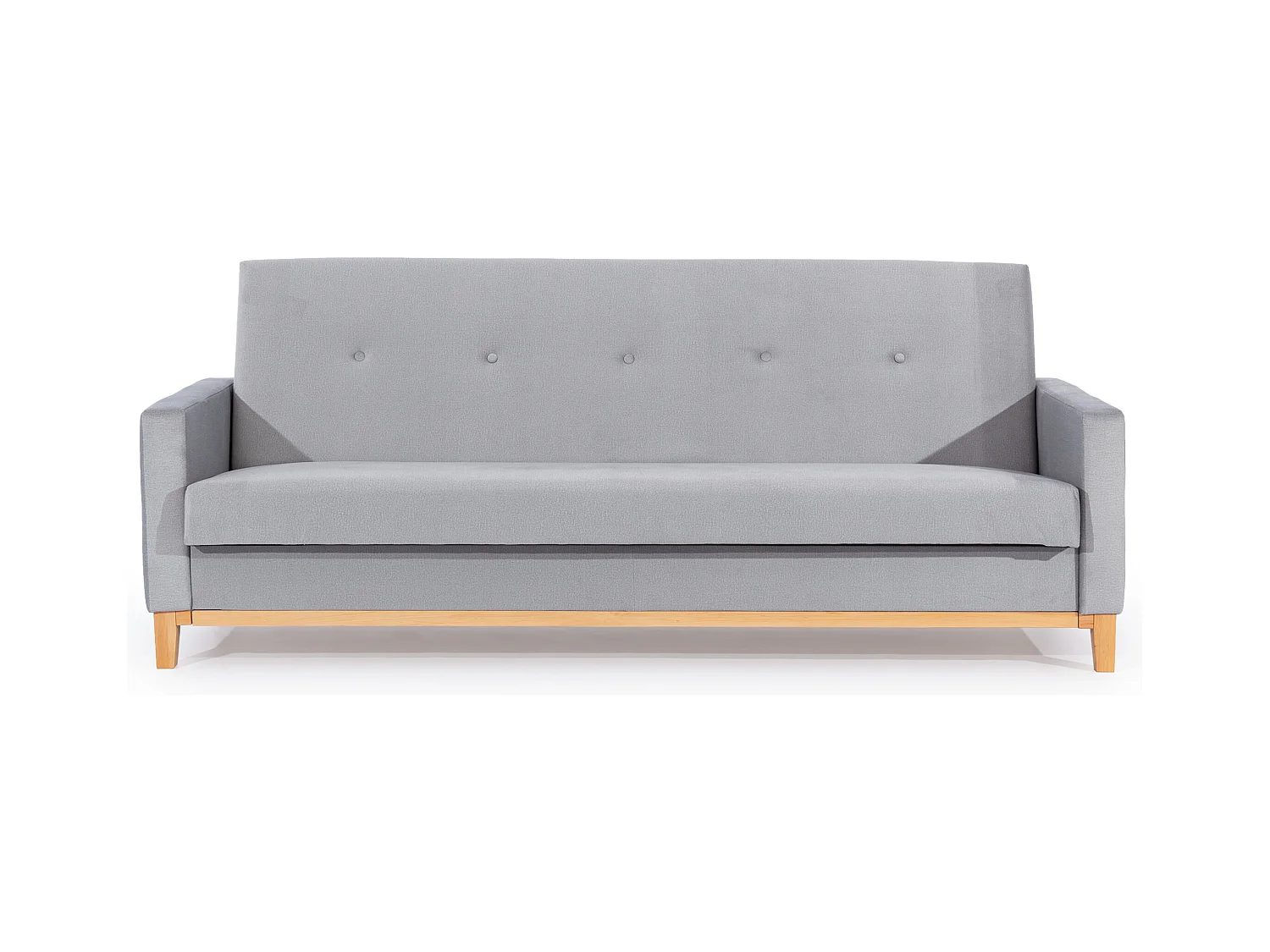 Canapé lit 3 places tissu bleu foncé et pieds en bois de hêtre Saline 216cm