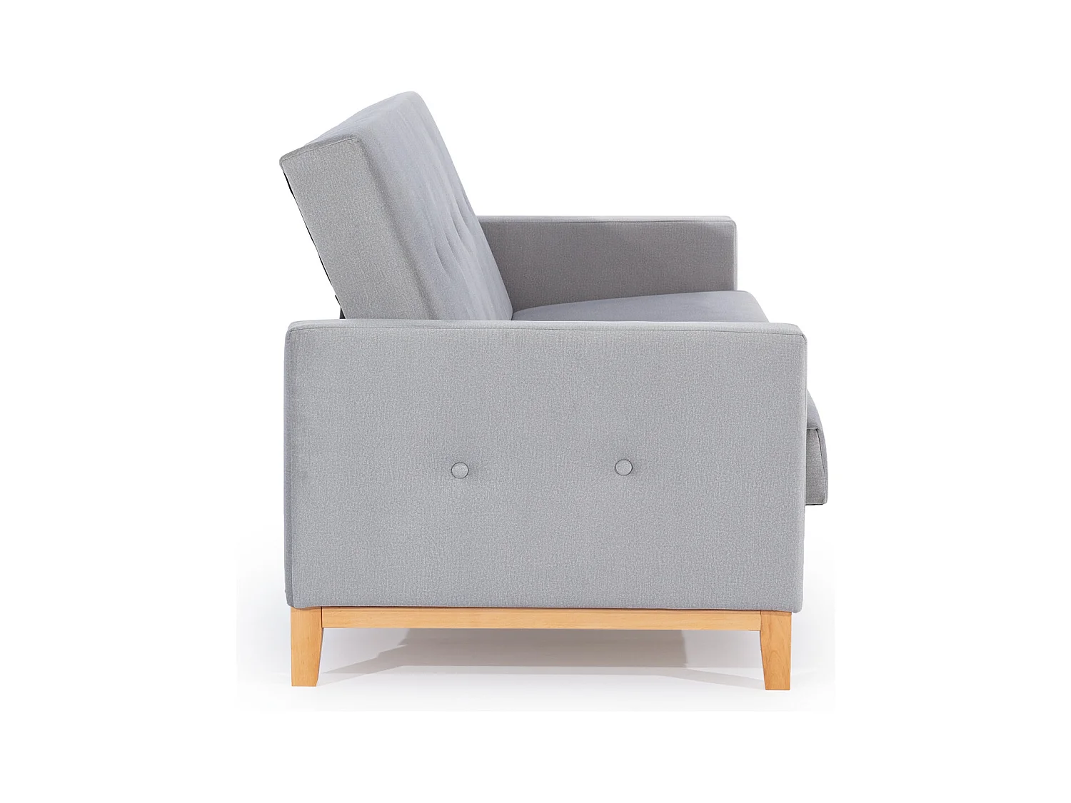 Canapé lit 3 places tissu bleu foncé et pieds en bois de hêtre Saline 216cm