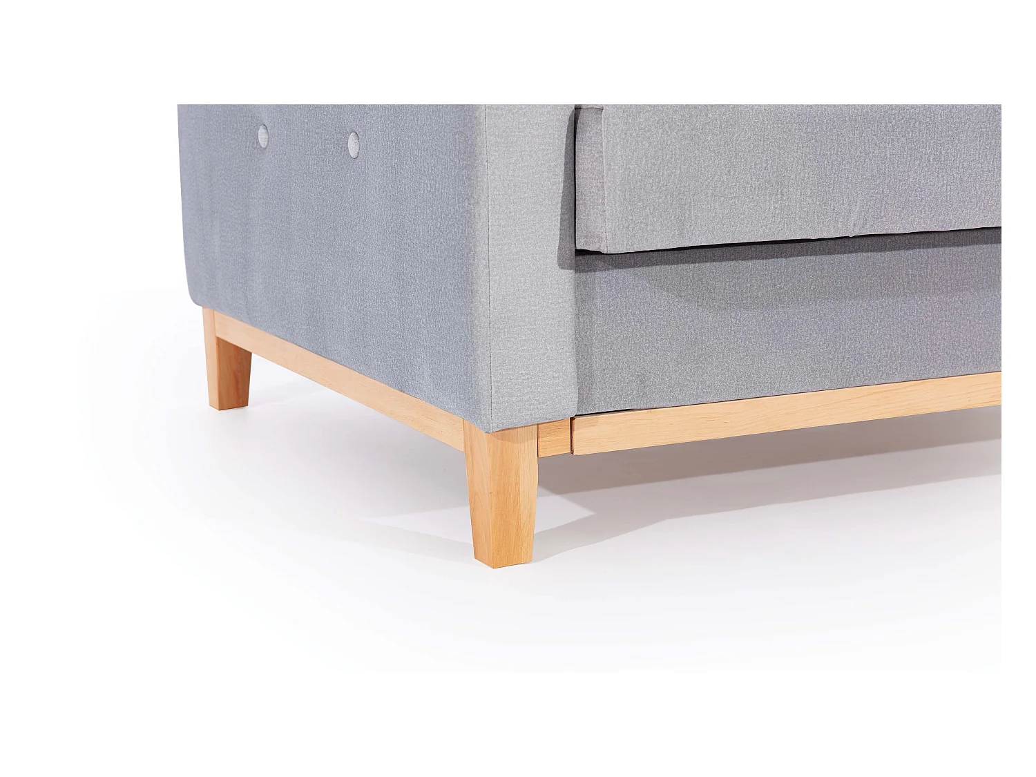 Canapé lit 3 places tissu bleu foncé et pieds en bois de hêtre Saline 216cm