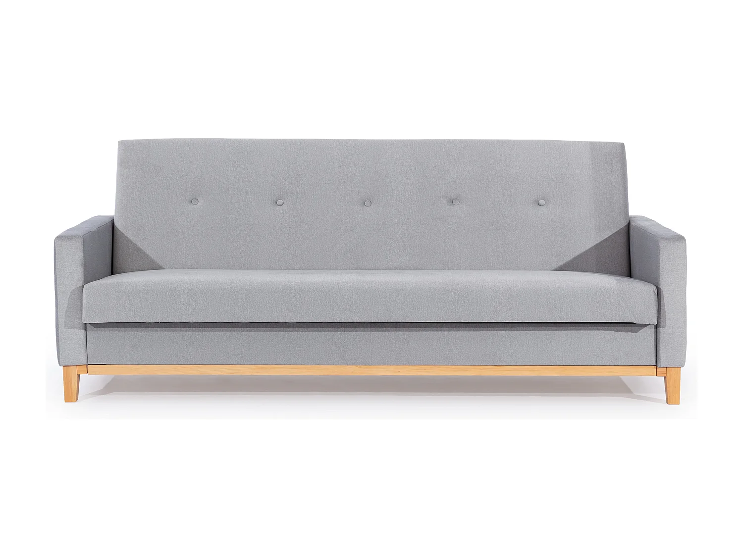 Canapé lit 3 places tissu bleu foncé et pieds en bois de hêtre Saline 216cm