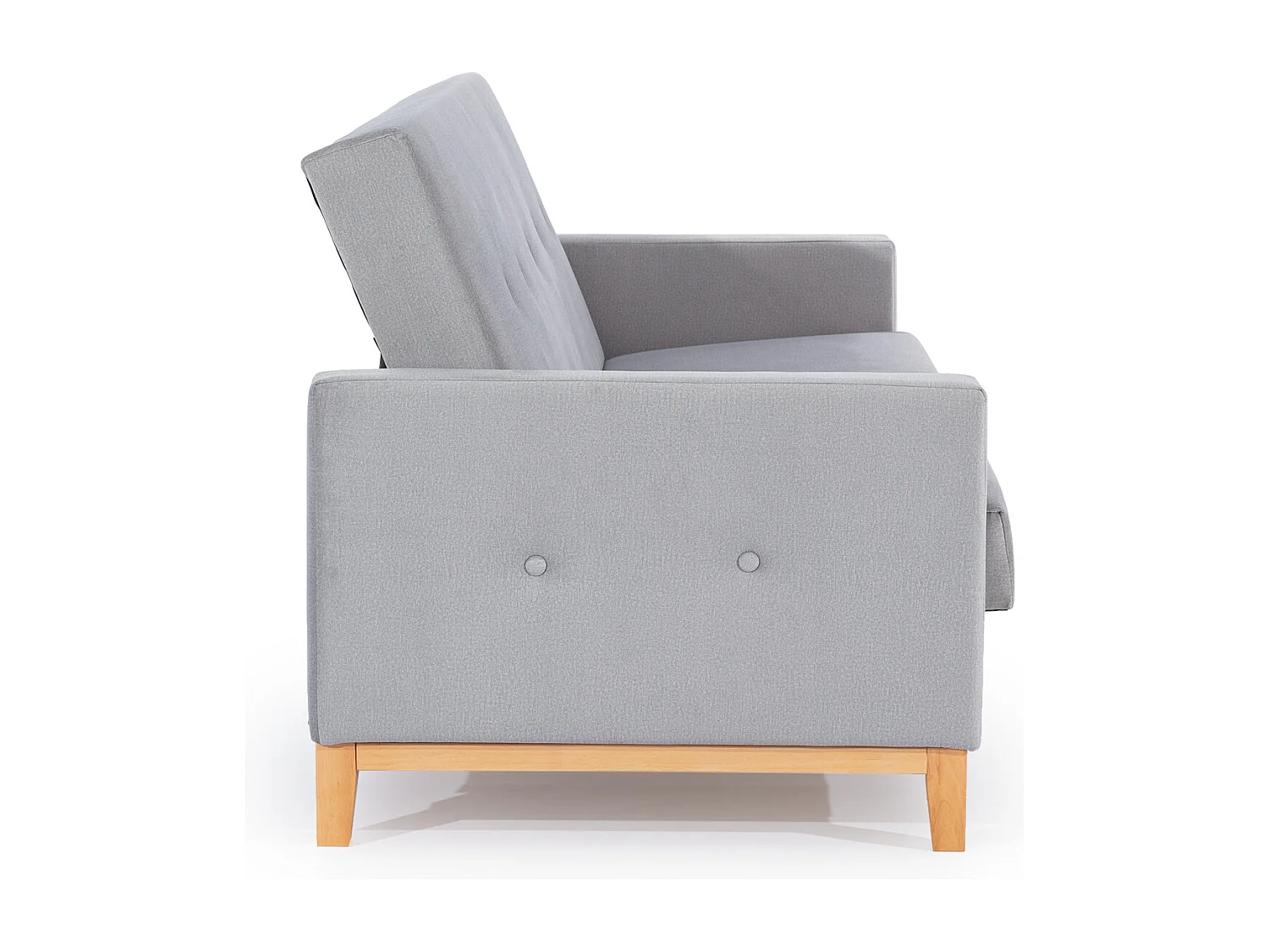 Canapé lit 3 places tissu bleu foncé et pieds en bois de hêtre Saline 216cm