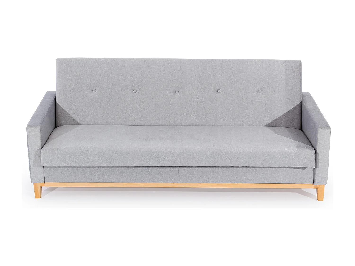 Canapé lit 3 places tissu bleu foncé et pieds en bois de hêtre Saline 216cm