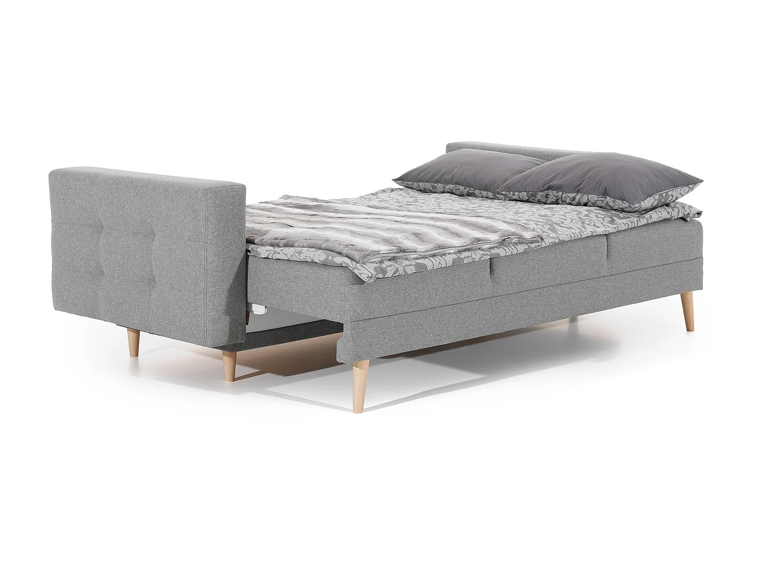 Canapé 3 places convertible matelassé tissu noir Anska 235cm