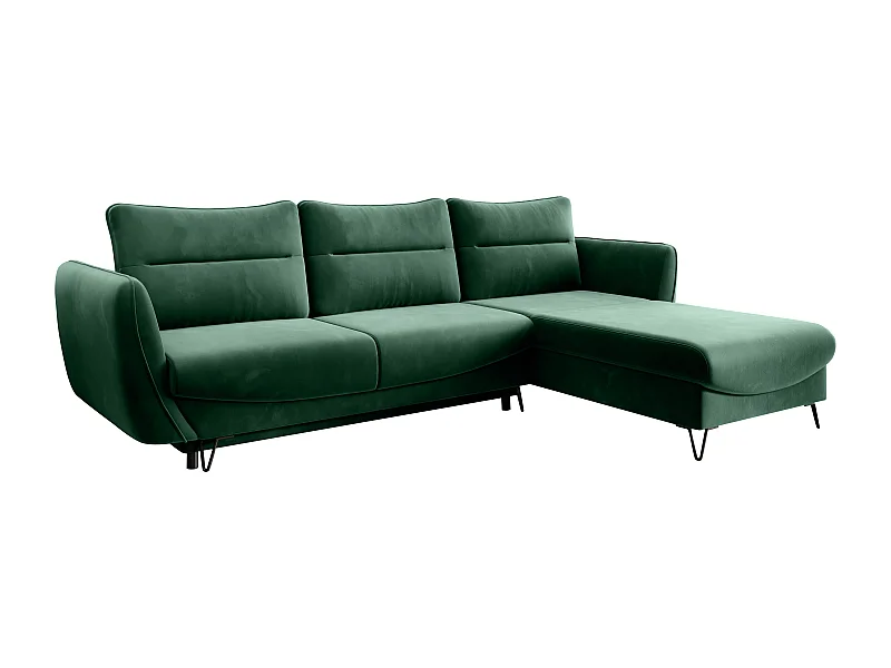 Canapé d'angle droit convertible tissu vert foncé Zurik 276cm