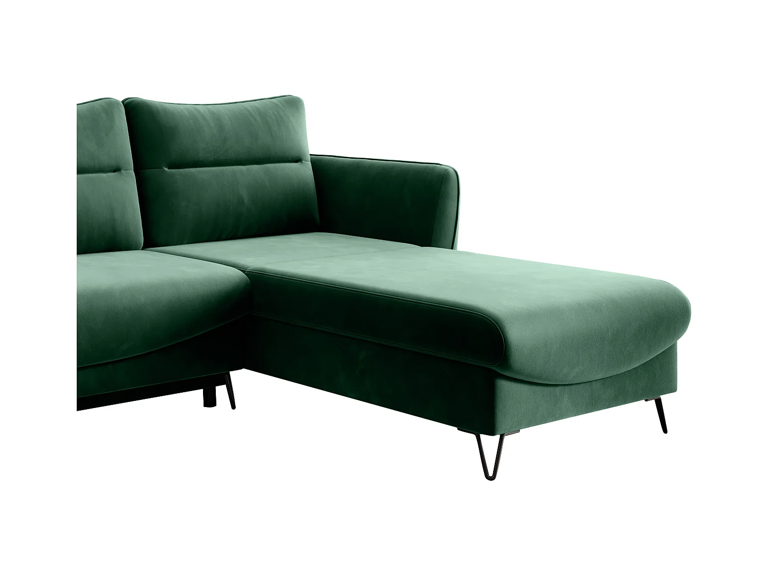 Canapé d'angle droit convertible tissu vert foncé Zurik 276cm
