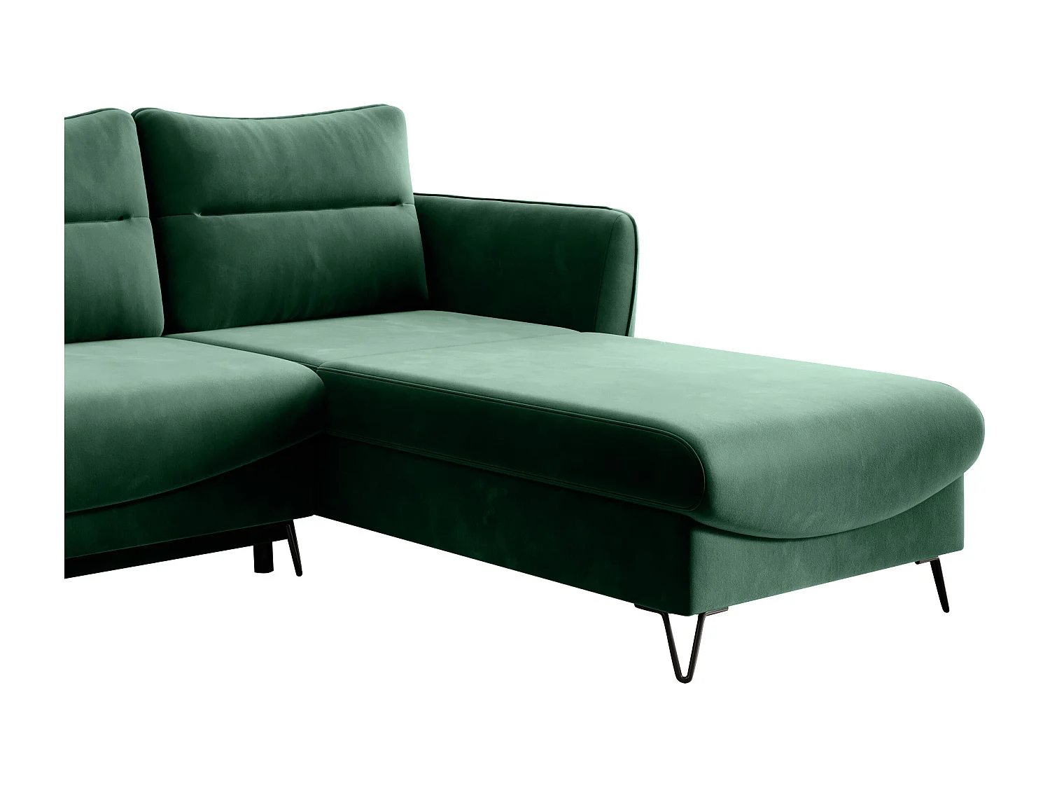 Canapé d'angle droit convertible tissu vert foncé Zurik 276cm