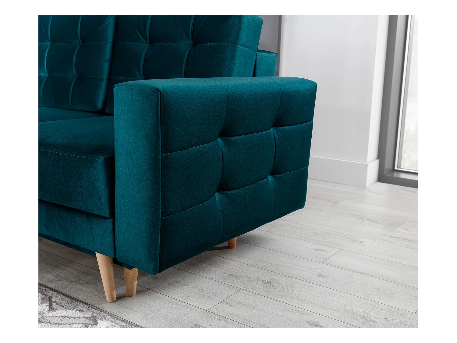 Canapé 3 places convertible matelassé velours bordeaux Anska 235cm