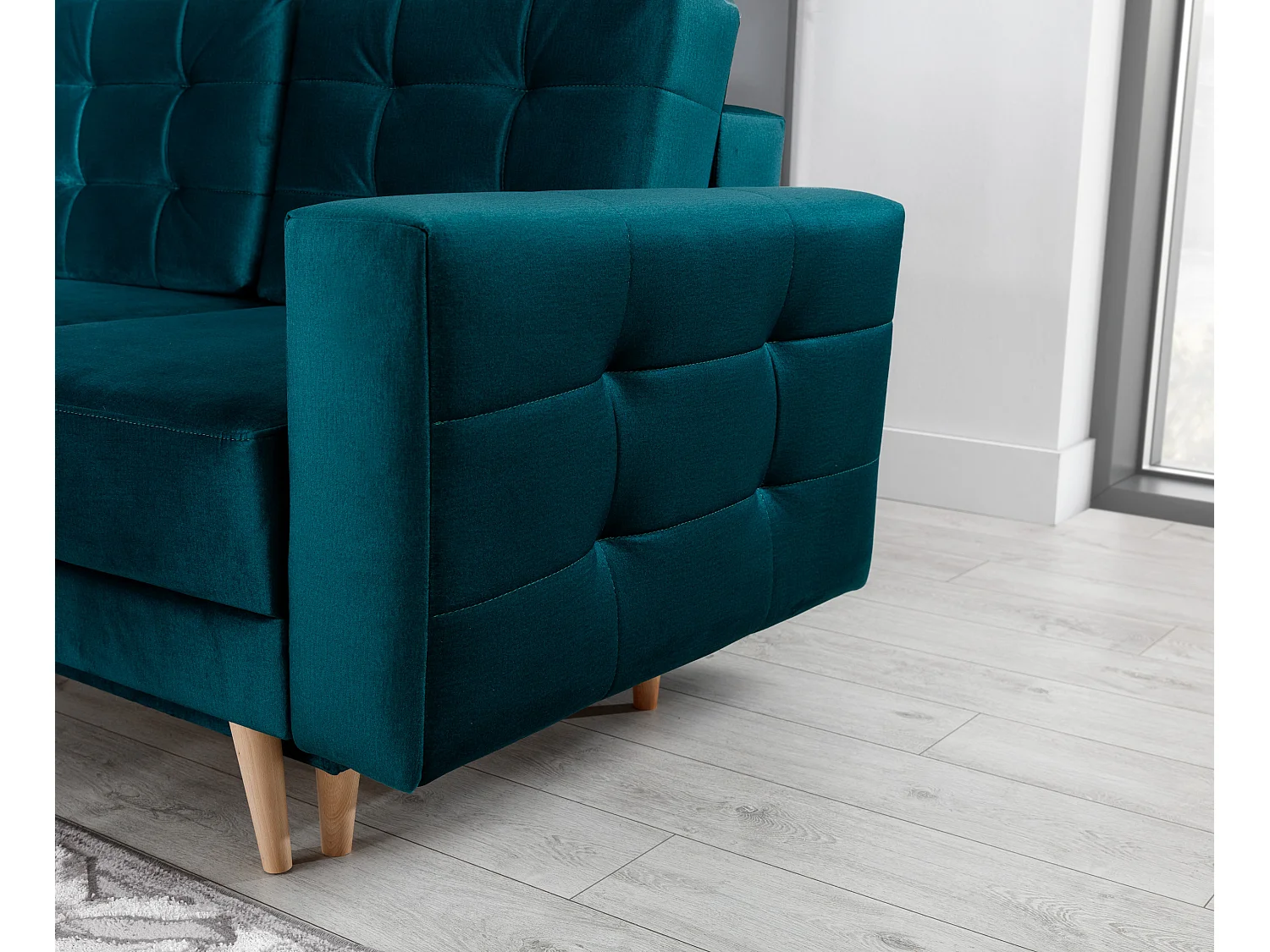 Canapé 3 places convertible matelassé velours bordeaux Anska 235cm