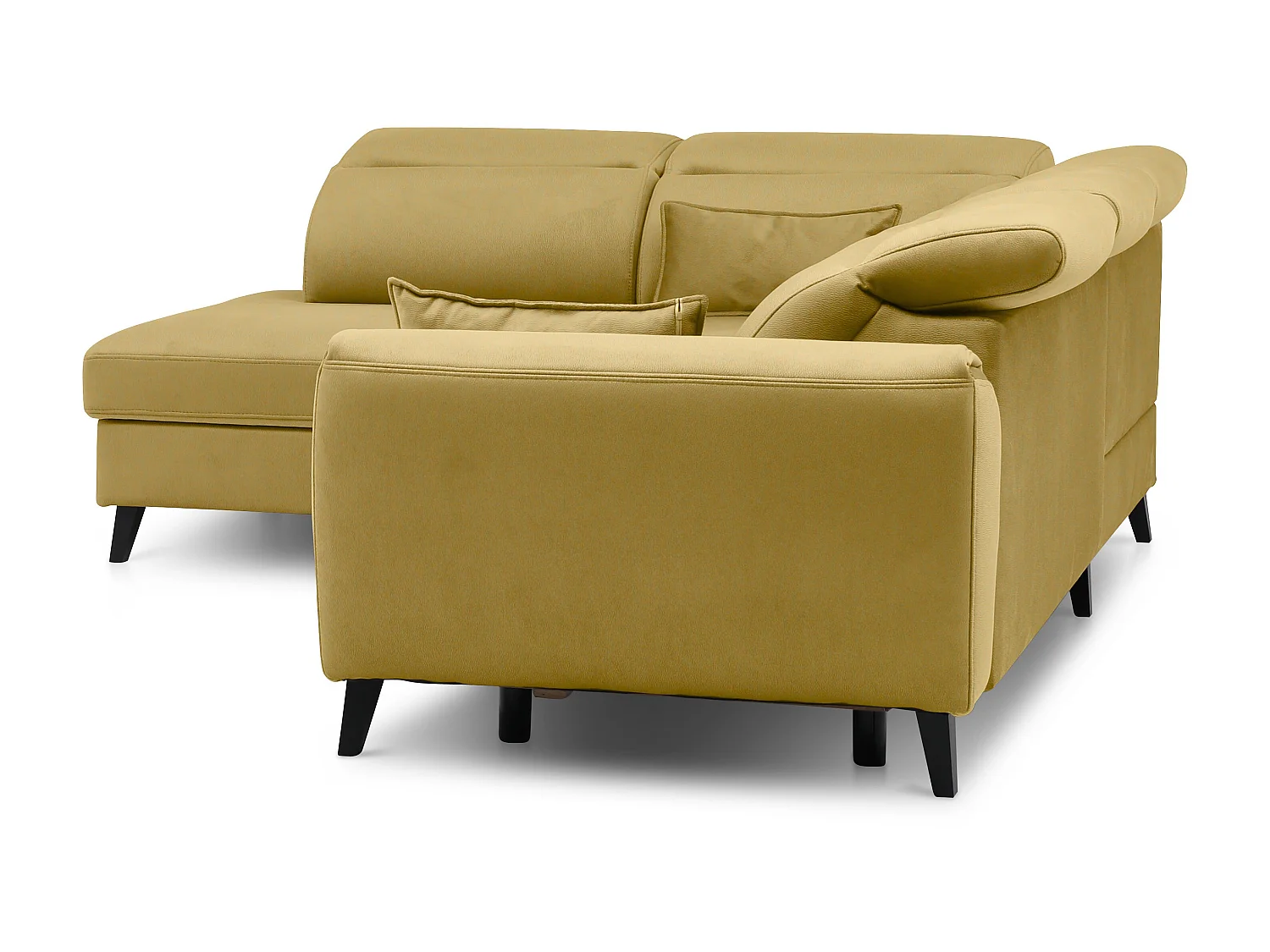 Canapé d'angle gauche convertible tissu jaune Noblesse 255cm