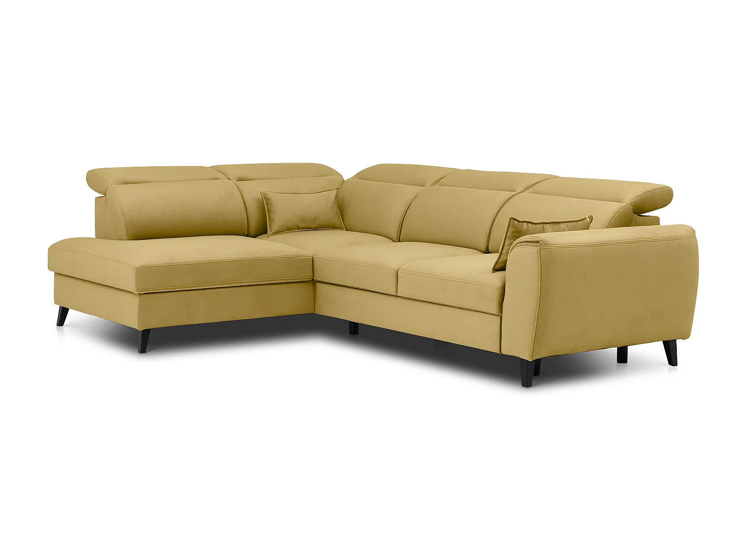 Canapé d'angle gauche convertible tissu jaune Noblesse 255cm