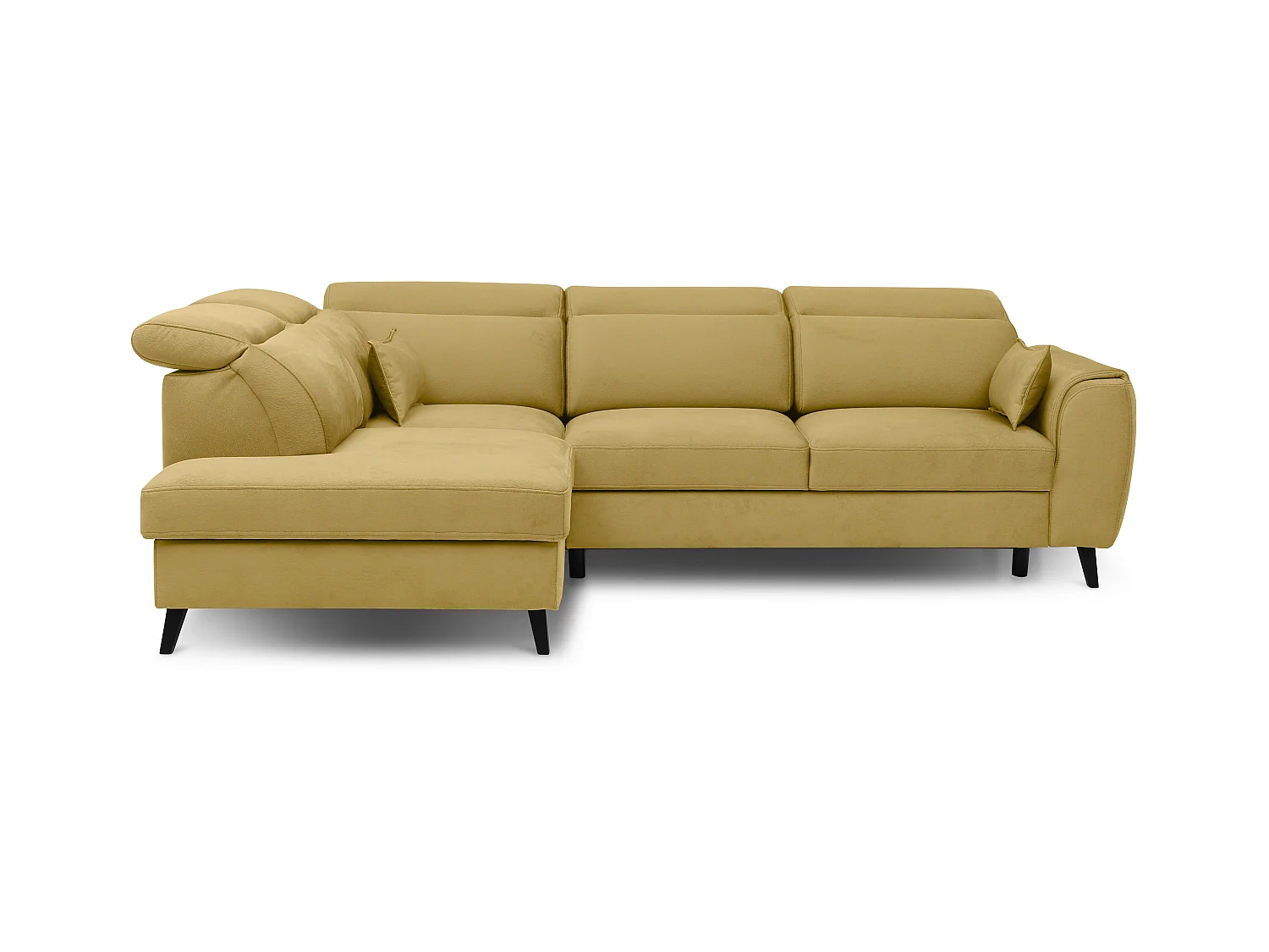Canapé d'angle gauche convertible tissu jaune Noblesse 255cm