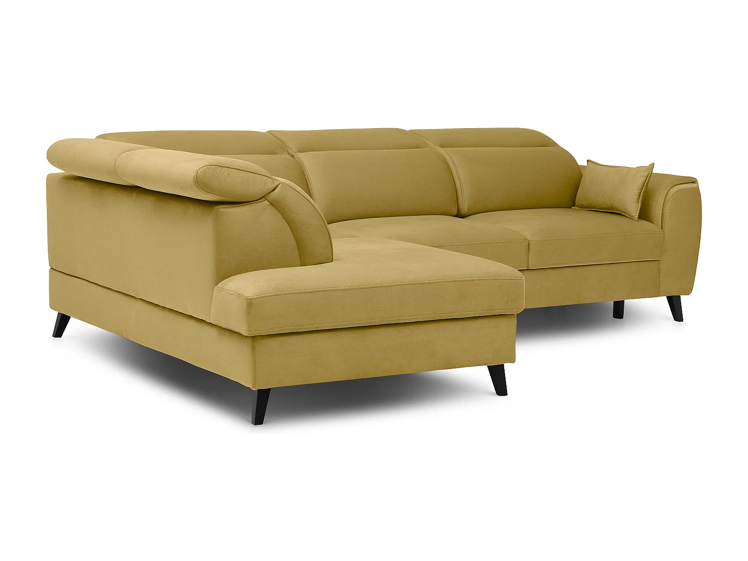 Canapé d'angle gauche convertible tissu jaune Noblesse 255cm