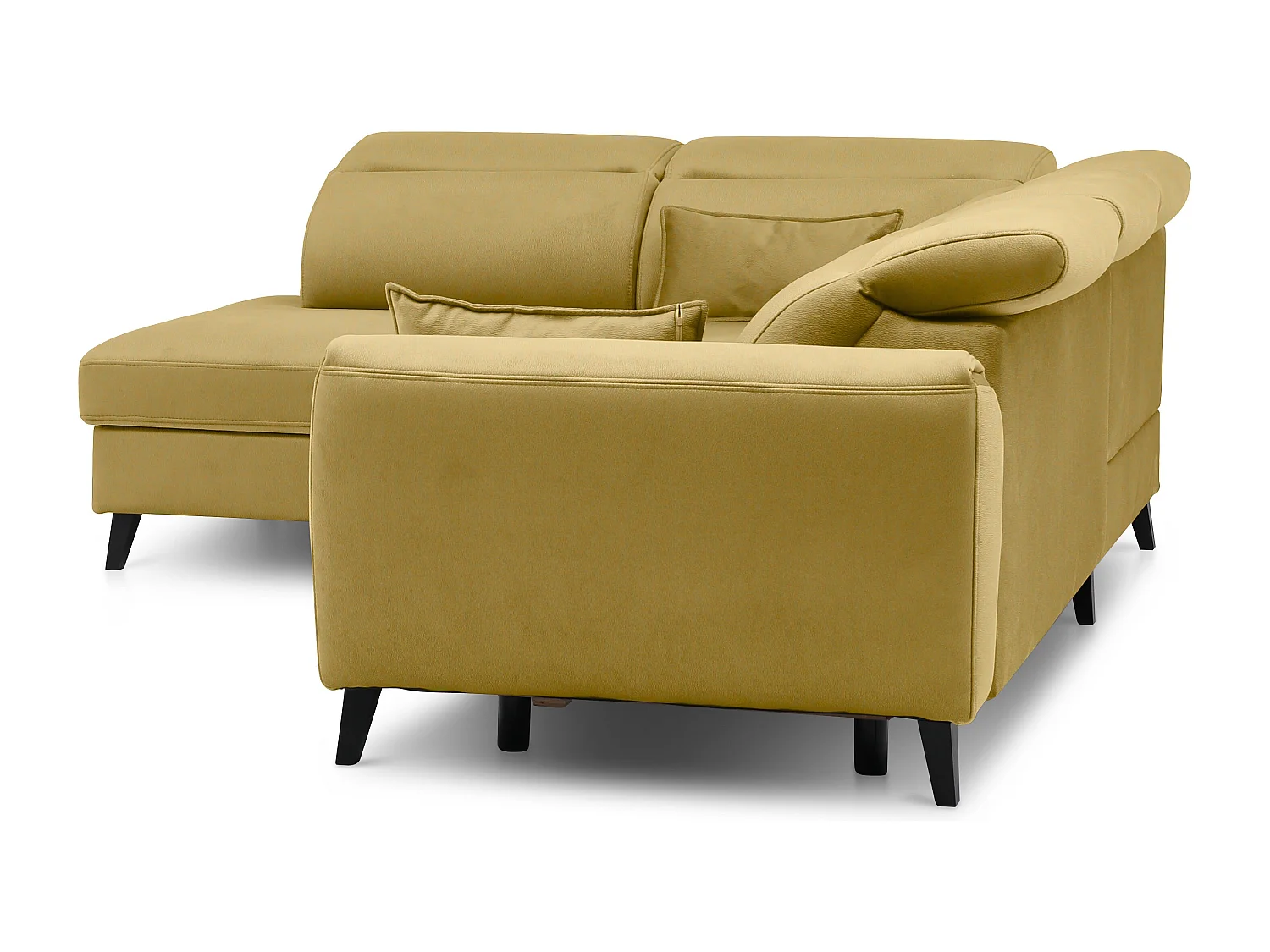 Canapé d'angle gauche convertible tissu jaune Noblesse 255cm