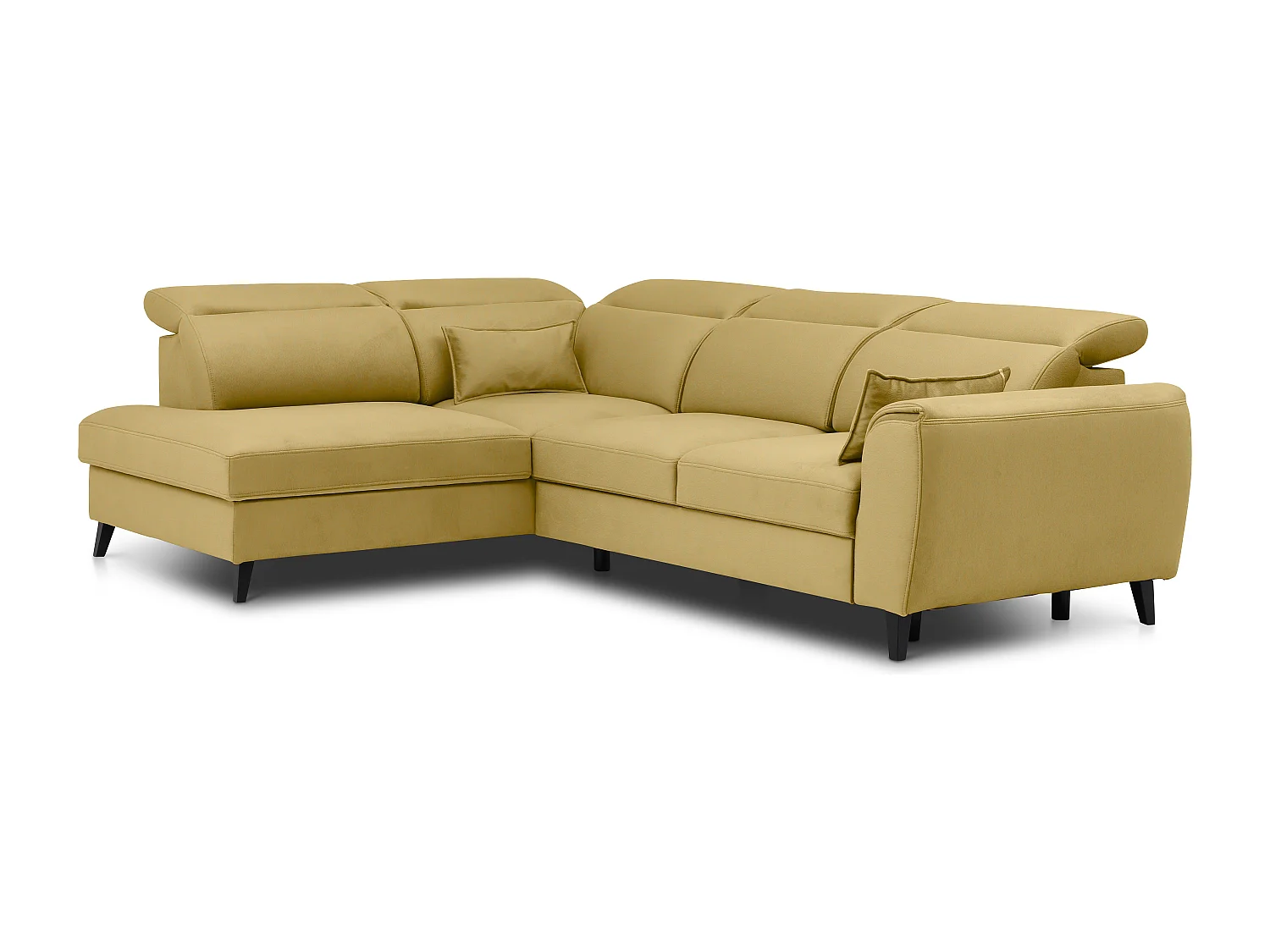 Canapé d'angle gauche convertible tissu jaune Noblesse 255cm