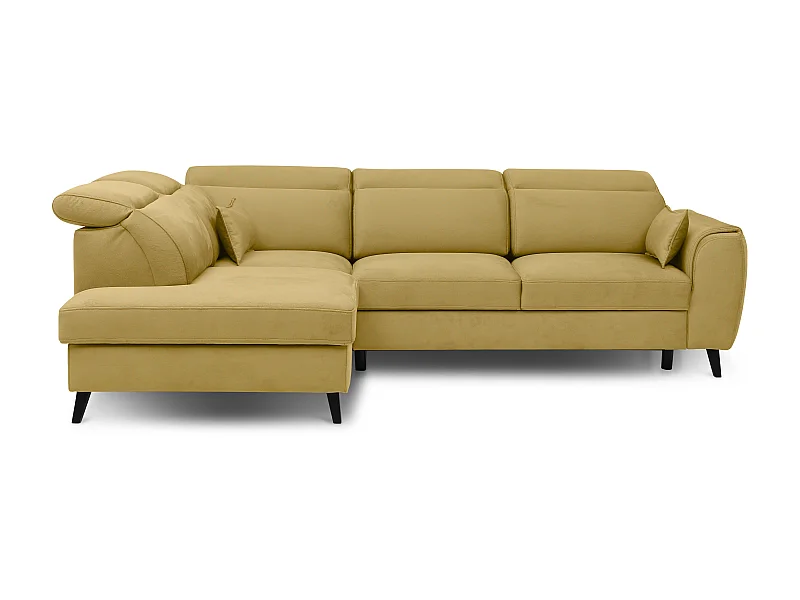 Canapé d'angle gauche convertible tissu jaune Noblesse 255cm