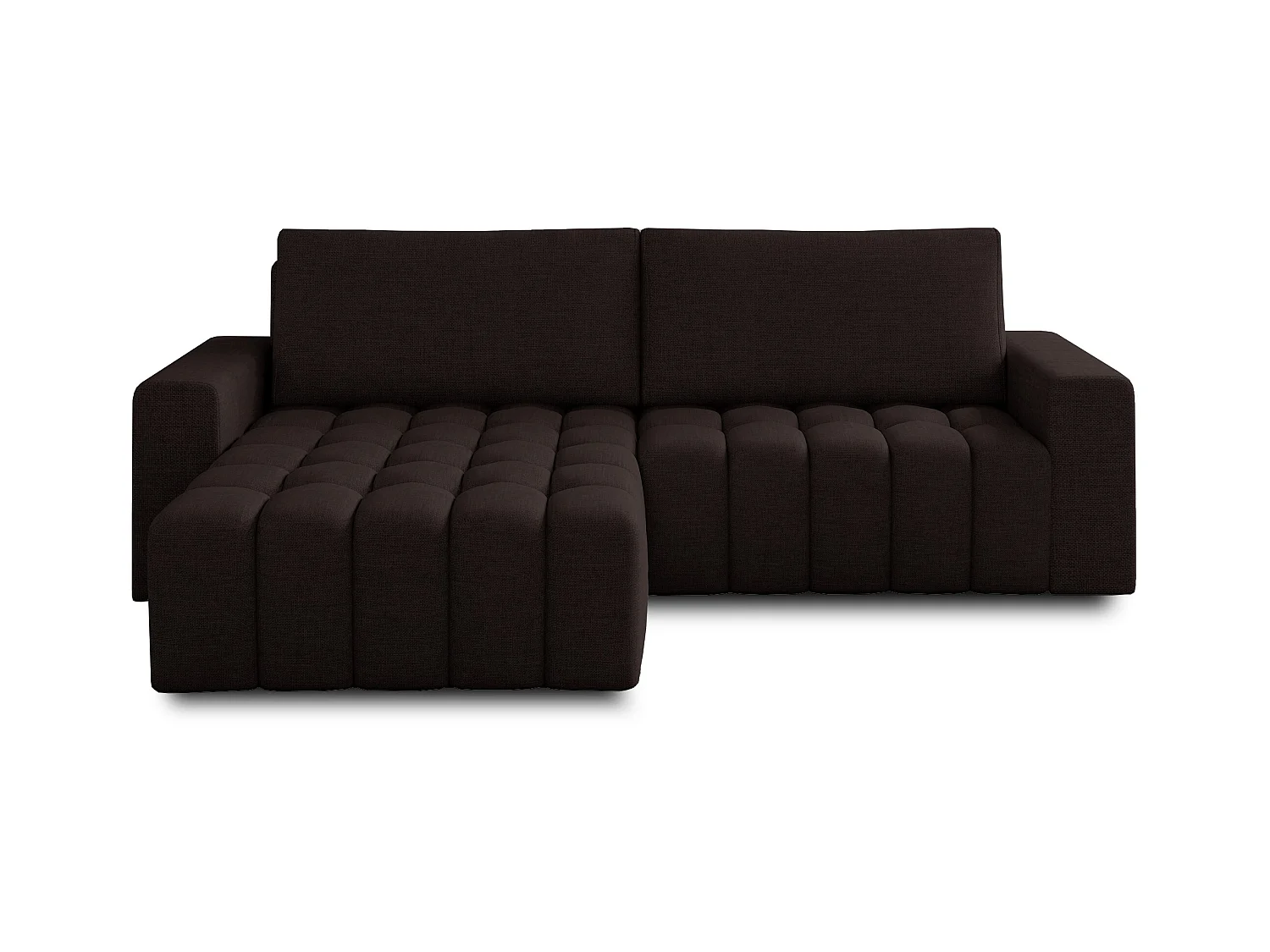 Canapé convertible design tissu matelassé marron angle gauche Bozen 250cm