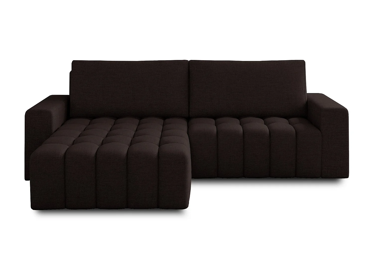 Canapé convertible design tissu matelassé marron angle gauche Bozen 250cm
