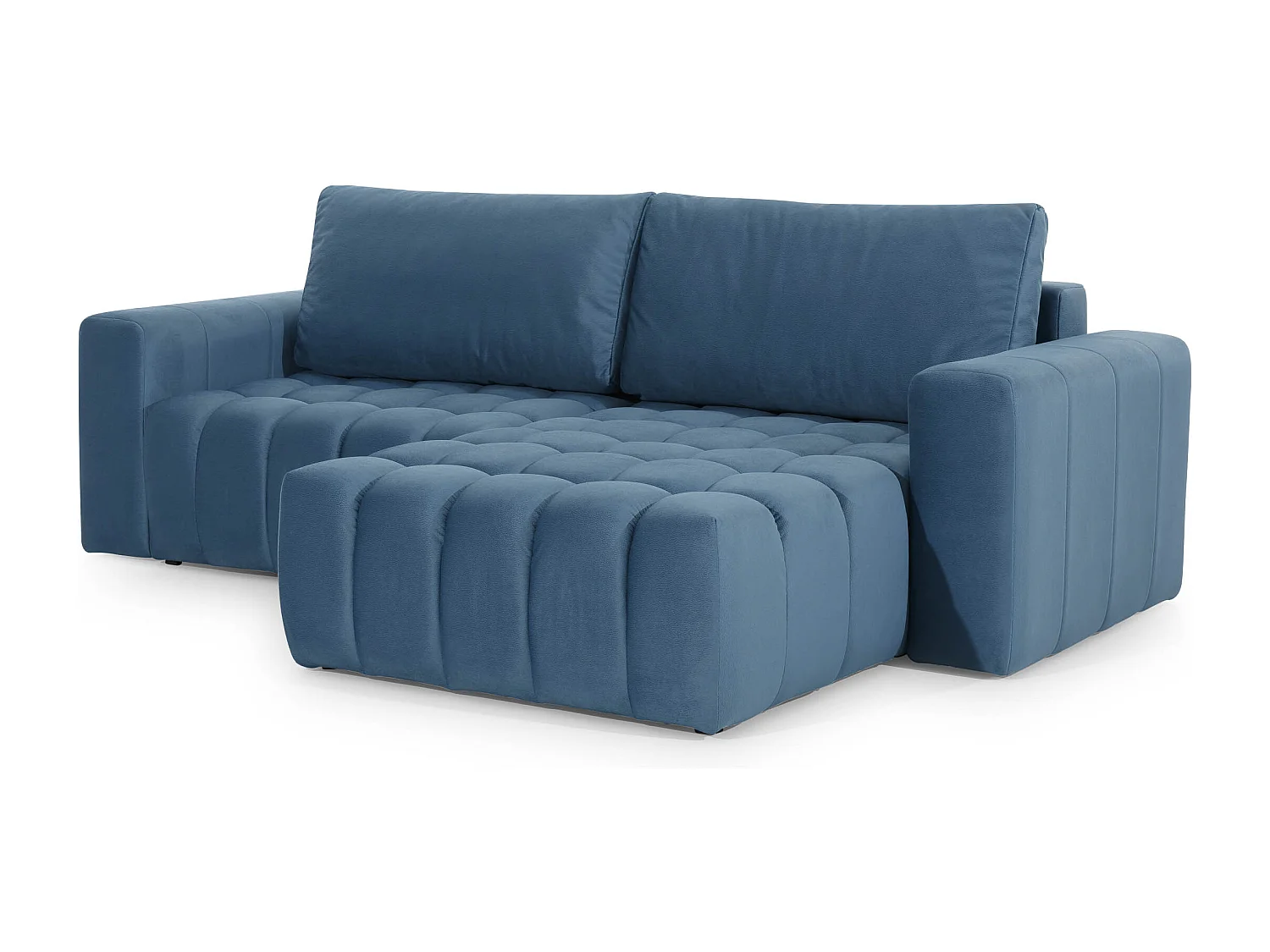 Canapé d’angle tissu capitonné BOZEN – Convertible et rangement-Marron foncé-angle gauche