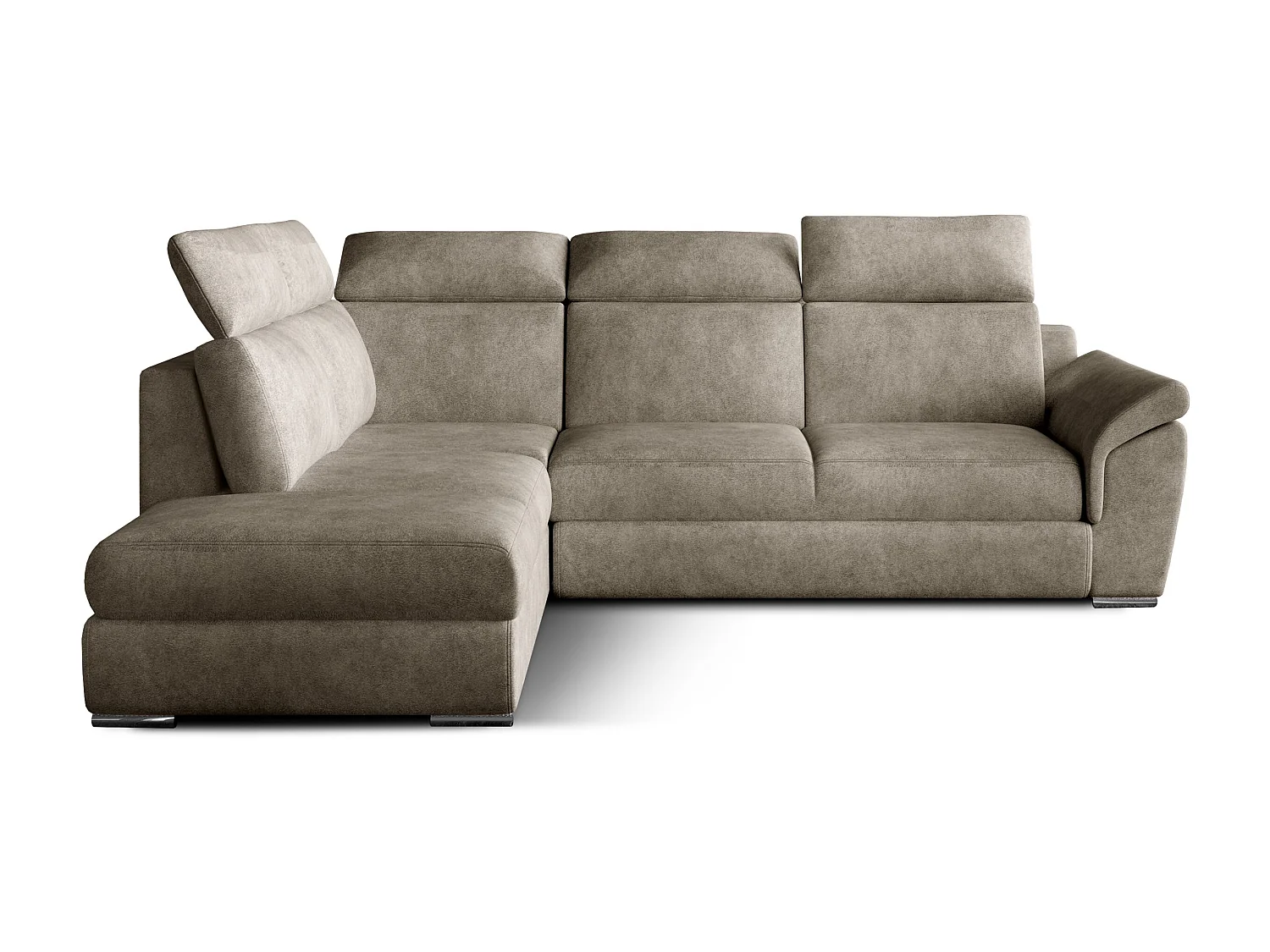 Converteerbare hoekbank links in beige stof met verstelbare hoofdsteunen Kepita 260 cm