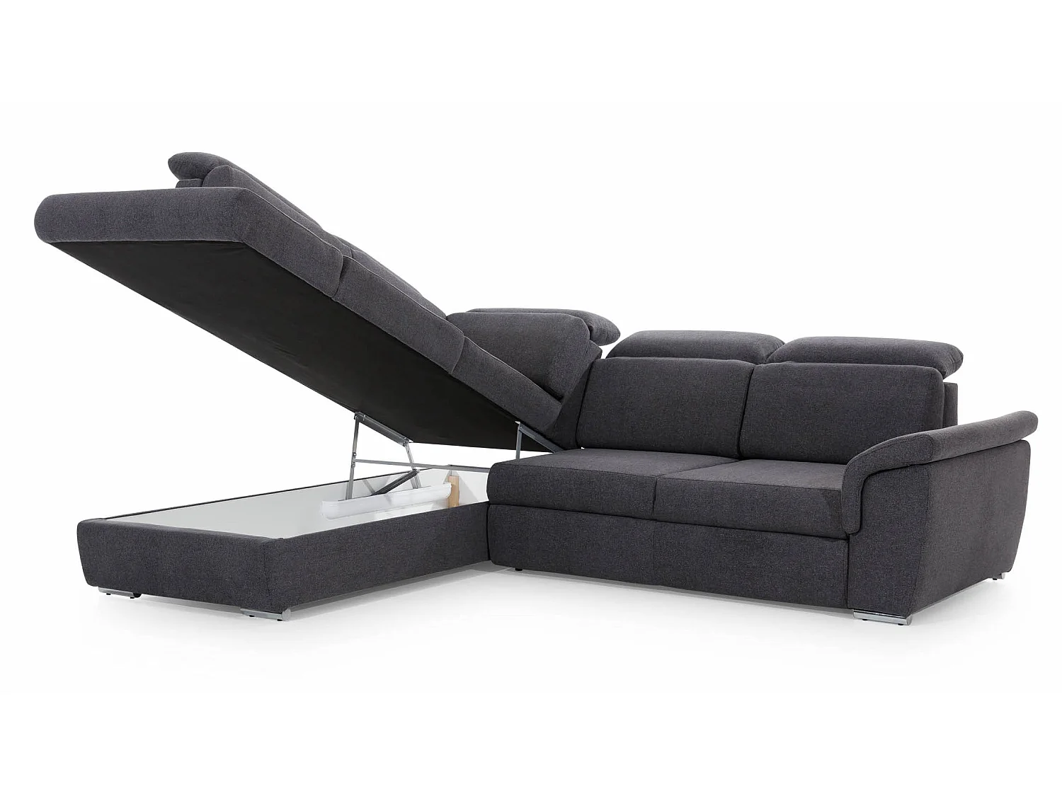 Converteerbare hoekbank links in beige stof met verstelbare hoofdsteunen Kepita 260 cm