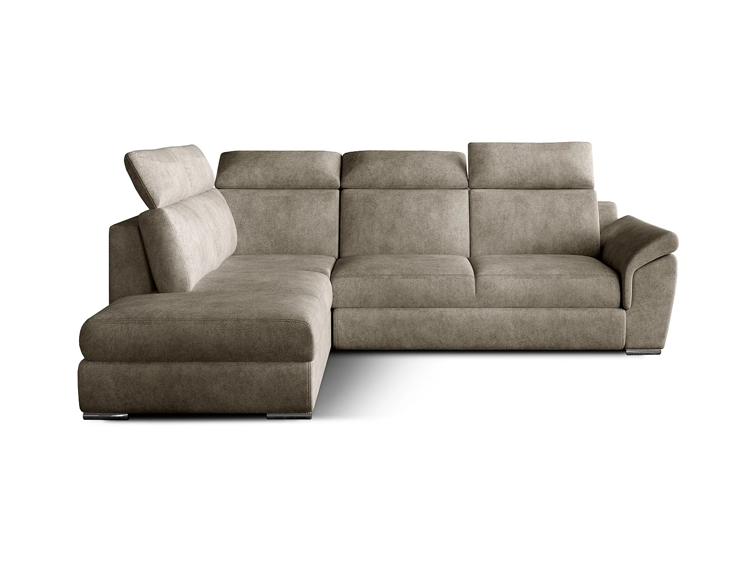 Canapé angle gauche convertible tissu beige avec appuis-tête réglables Kepita 260cm