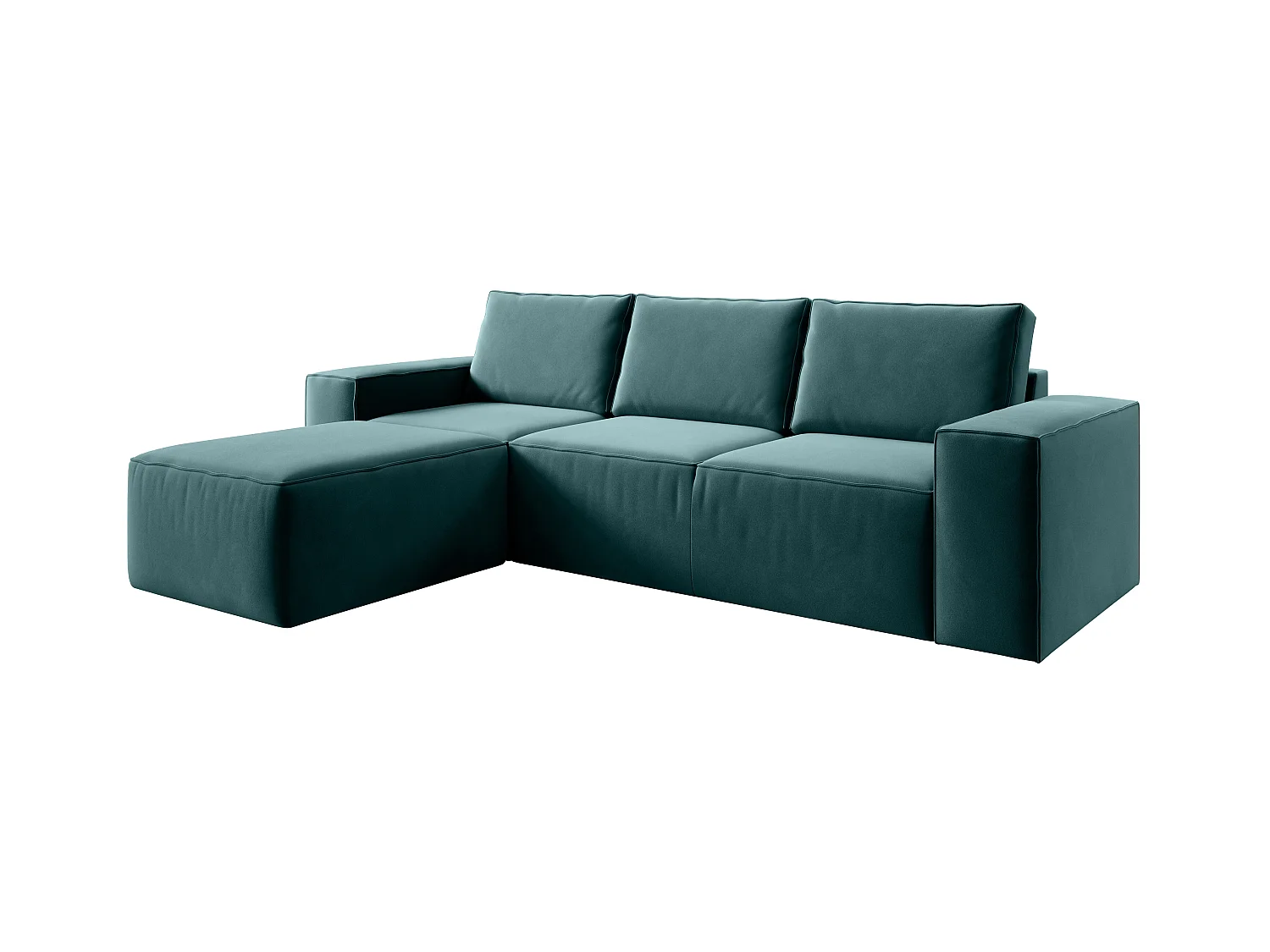 Canapé d'angle gauche convertible moderne velours vert Willace 302cm 2