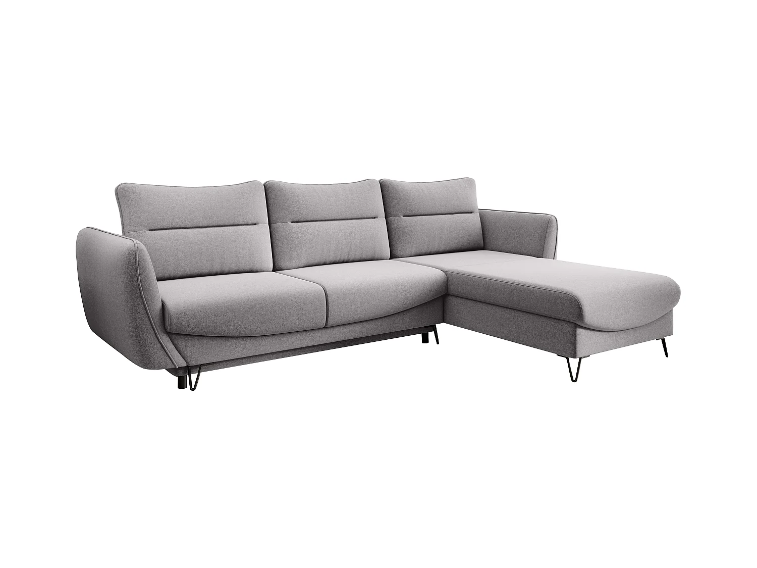 Canapé d'angle droit convertible tissu gris clair Zurik 276cm