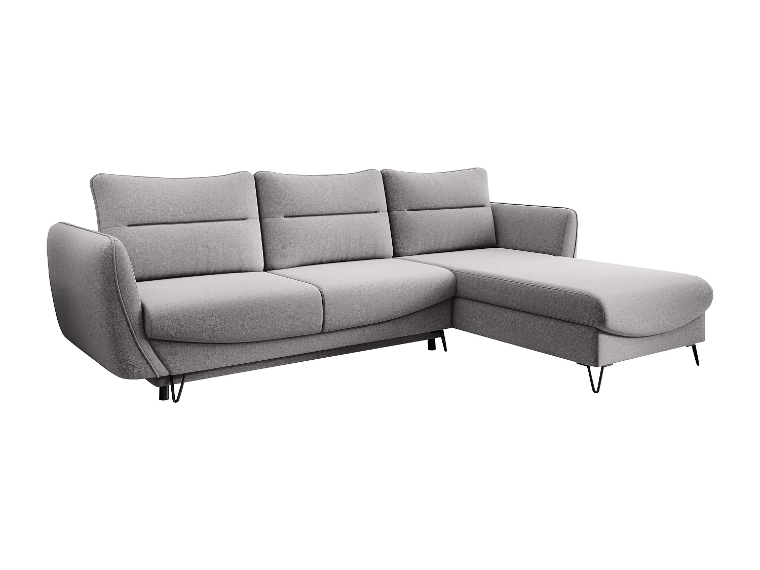 Canapé d'angle droit convertible tissu gris clair Zurik 276cm