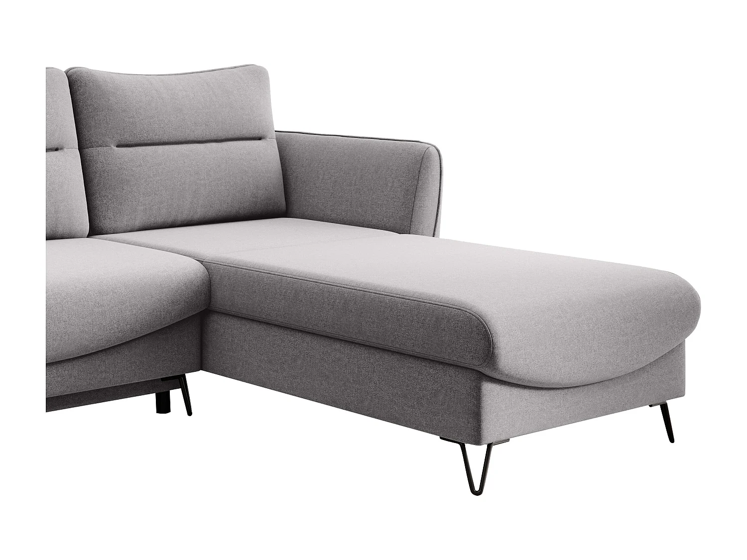 Canapé d'angle droit convertible tissu gris clair Zurik 276cm