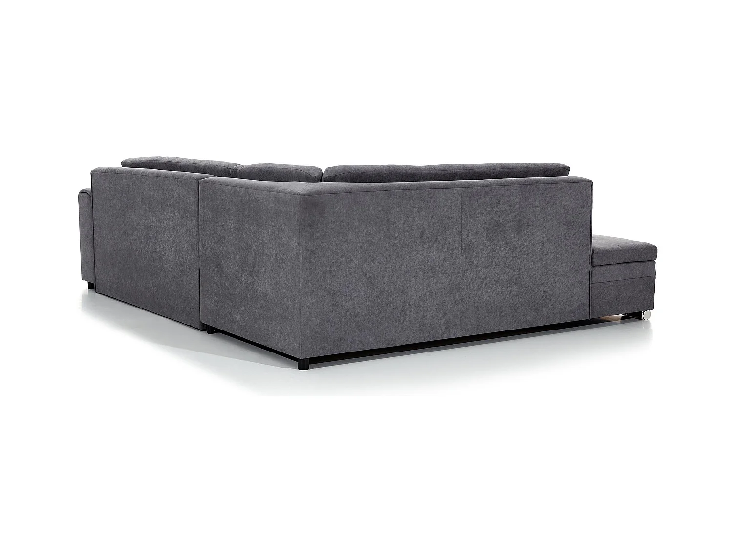 Canapé convertible angle droit velours anthracite et chromé Pika 260cm