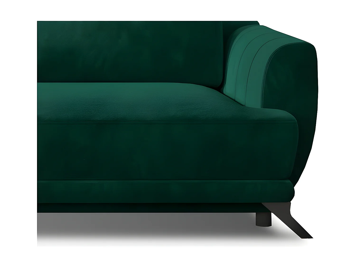 Canapé convertible 3-4 places velours vert bouteille et pieds métal noir Zora 250cm