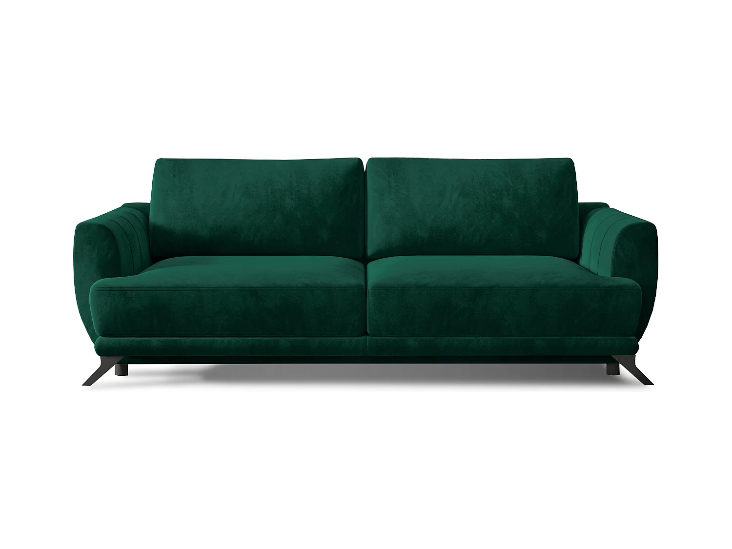 Canapé convertible 3-4 places velours vert bouteille et pieds métal noir Zora 250cm