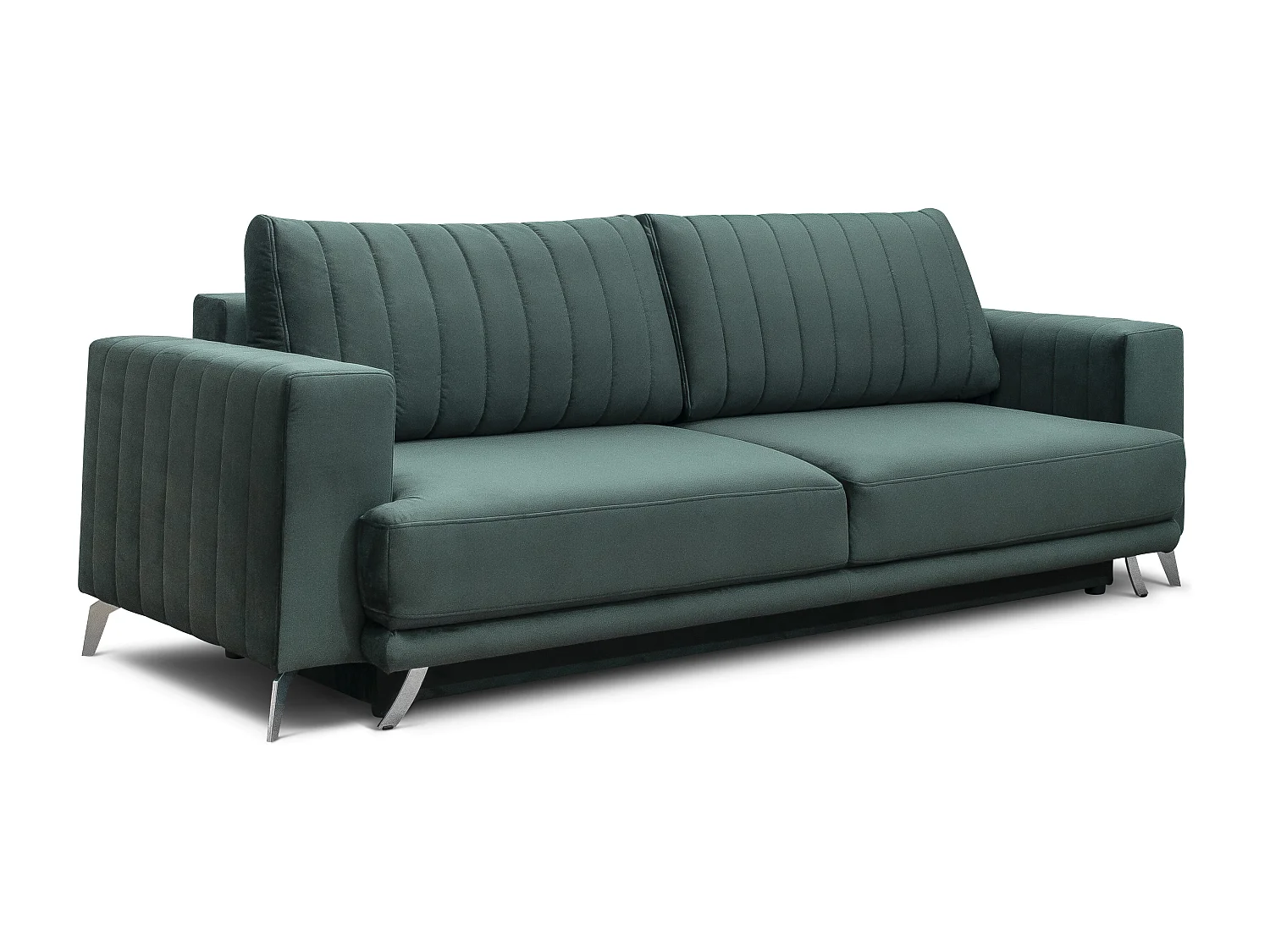 Canapé convertible design 3-4 places tissu doux gris et pieds acier chromé Eliza 250cm