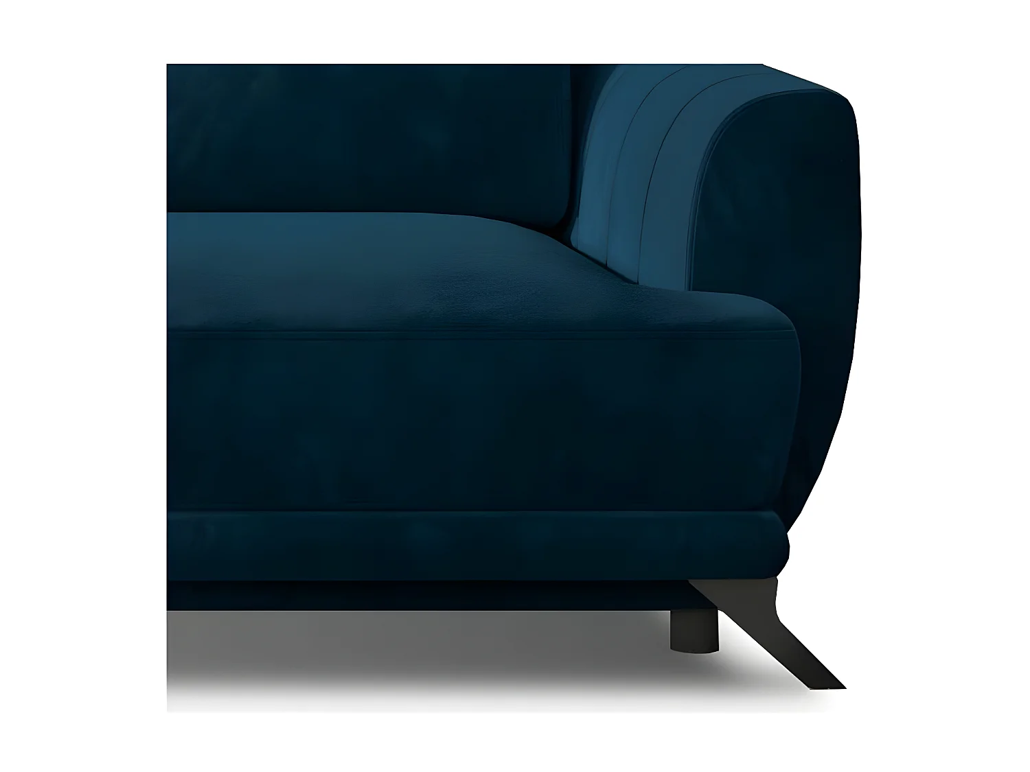 Canapé convertible 3-4 places velours bleu de Berlin et pieds métal noir Zora 250cm