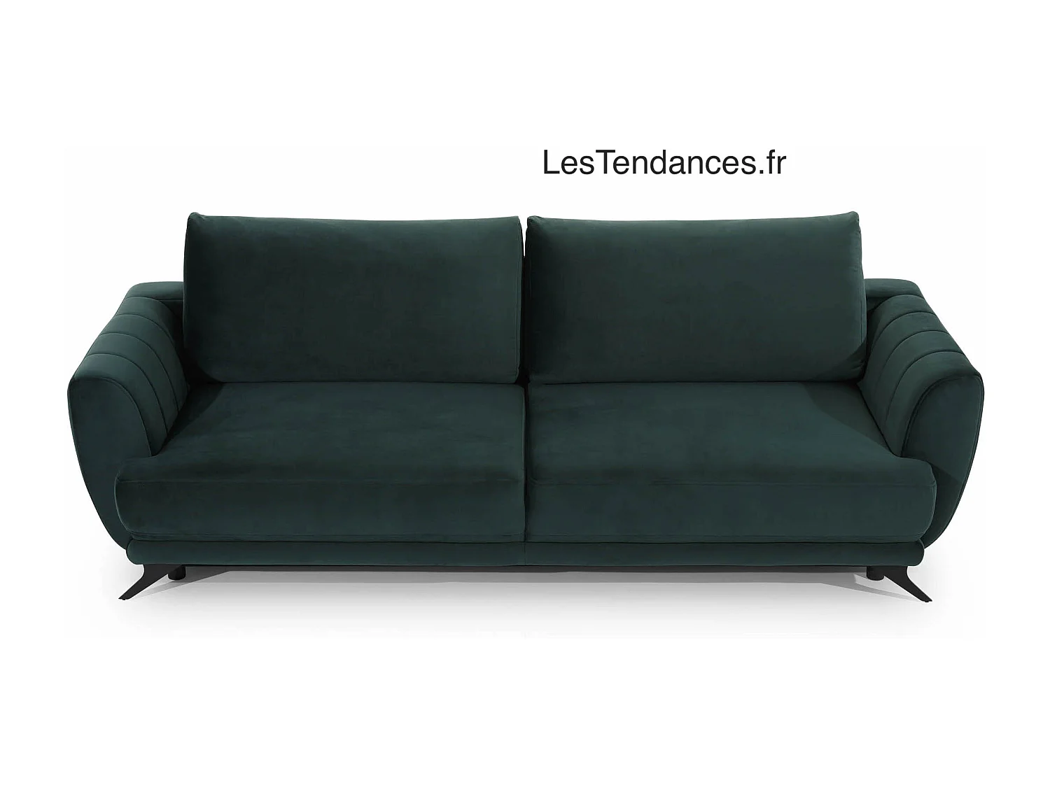 Canapé convertible 3-4 places velours bleu de Berlin et pieds métal noir Zora 250cm