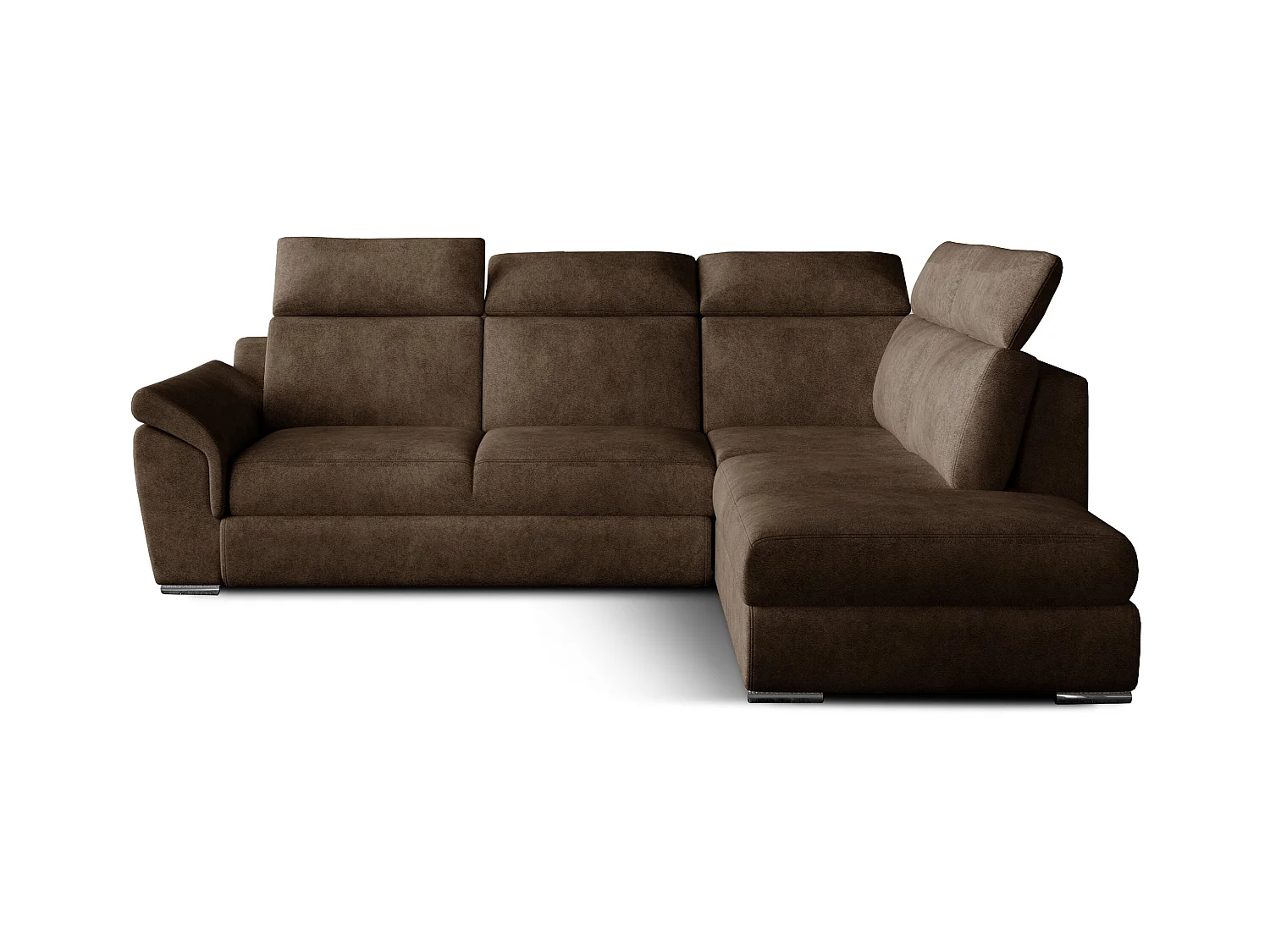 Canapé angle droit convertible tissu marron avec appuis-tête réglables Kepita 260cm