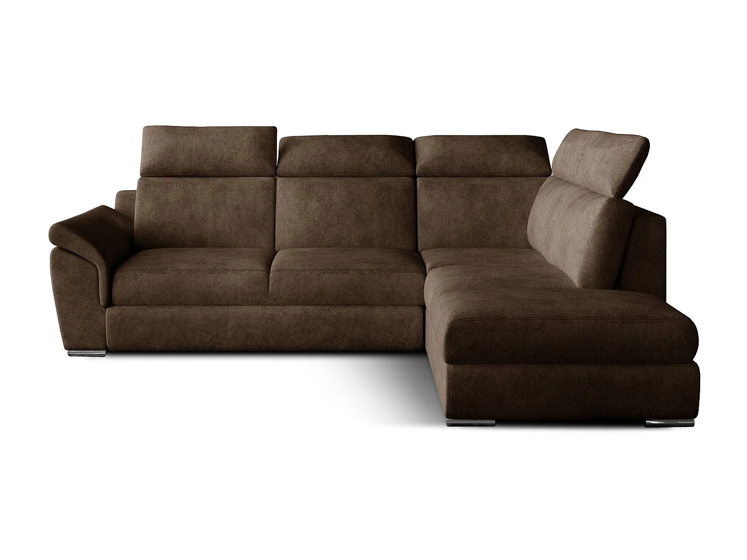 Canapé angle droit convertible tissu marron avec appuis-tête réglables Kepita 260cm