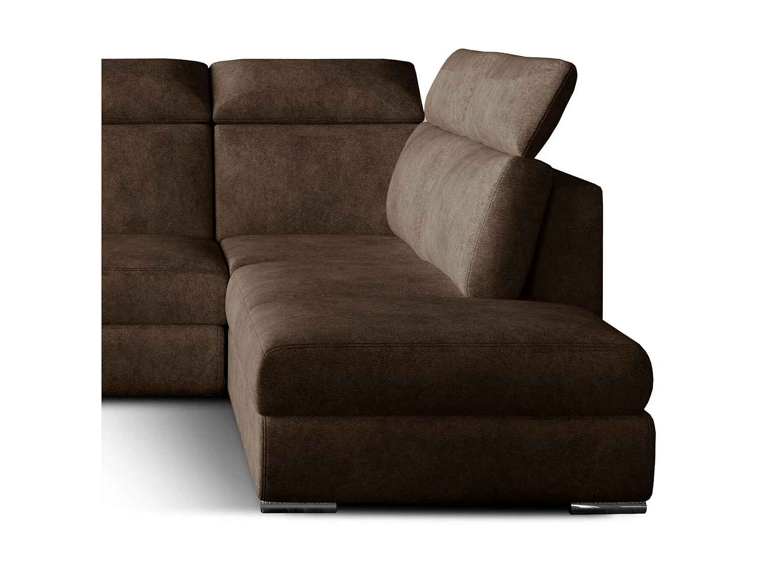 Canapé angle droit convertible tissu marron avec appuis-tête réglables Kepita 260cm