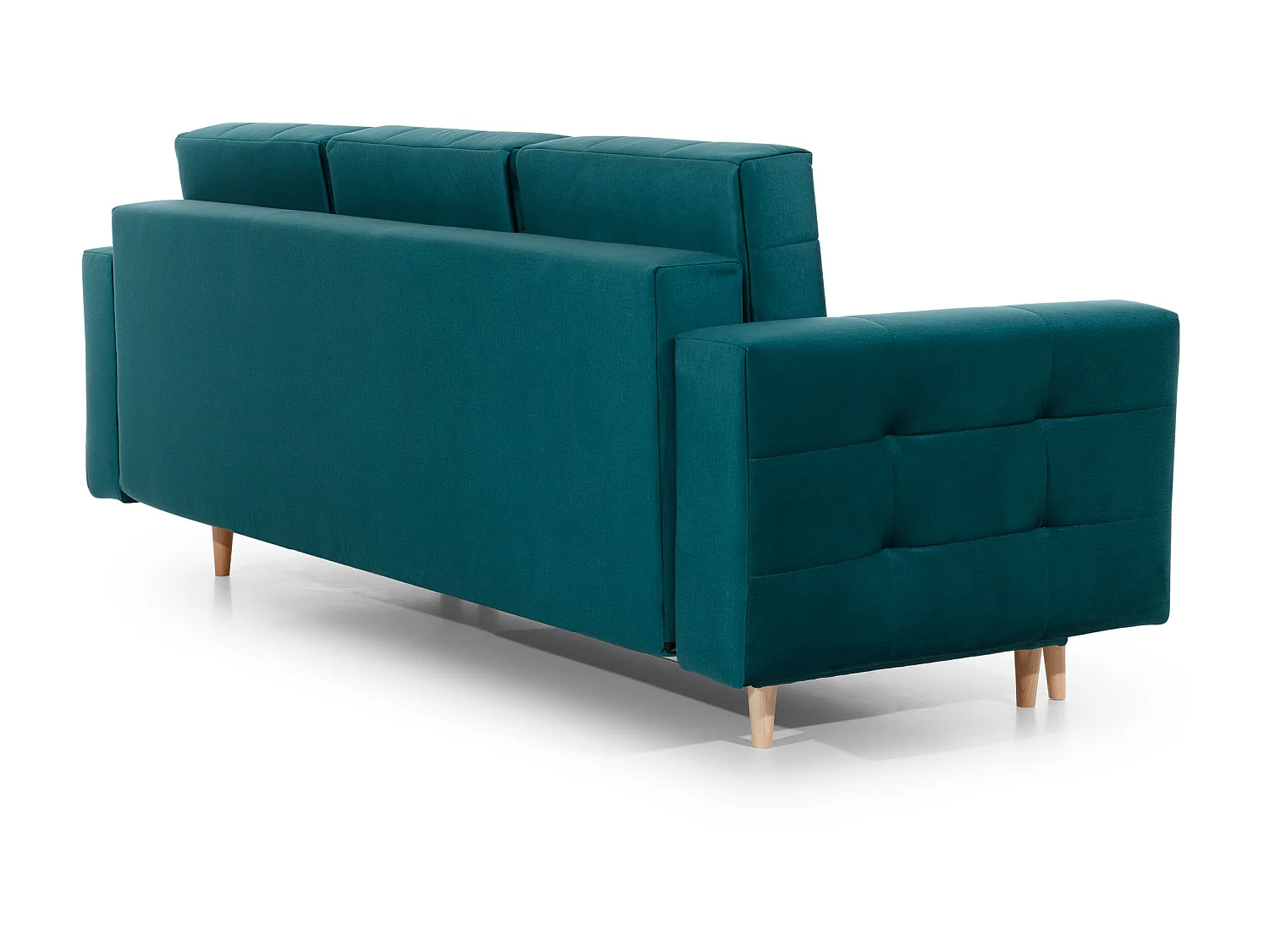 Canapé 3 places convertible matelassé velours bleu canard Anska 235cm