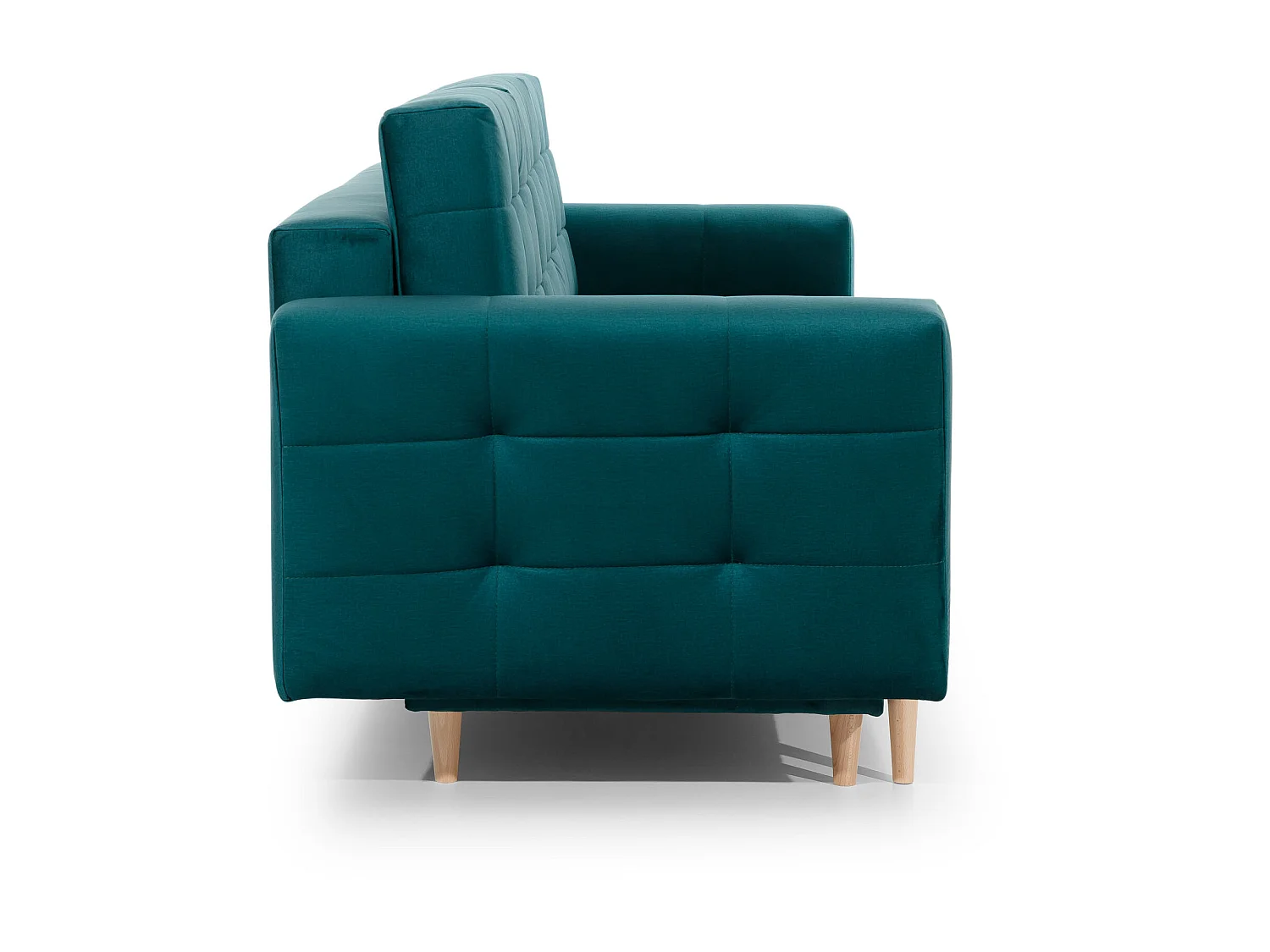 Canapé 3 places convertible matelassé velours bleu canard Anska 235cm