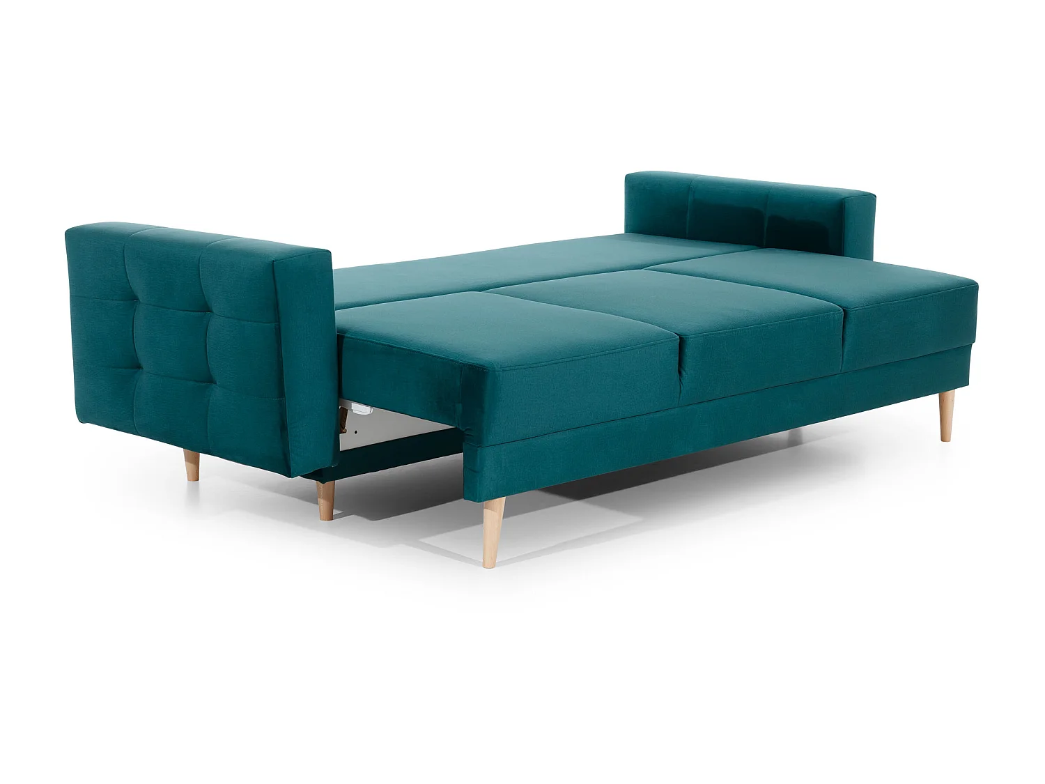 Canapé 3 places convertible matelassé velours bleu canard Anska 235cm