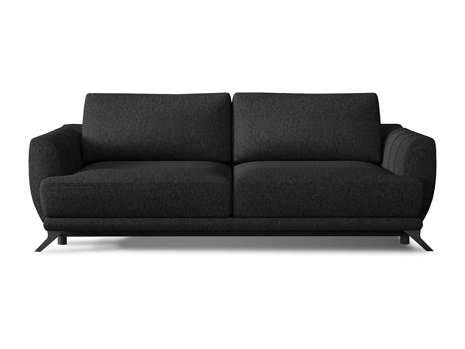 Canapé convertible 3-4 places tissu noir et pieds métal noir Zora 250cm