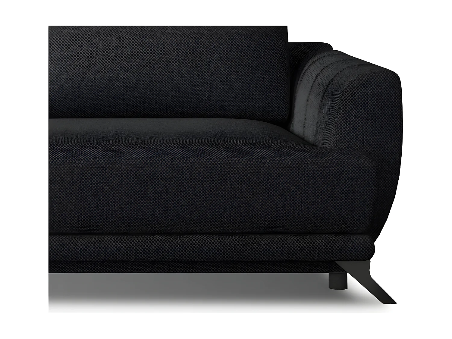 Canapé convertible 3-4 places tissu noir et pieds métal noir Zora 250cm