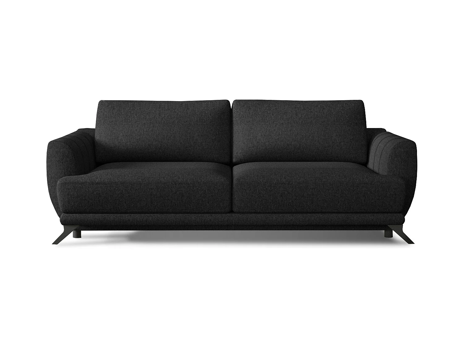 Canapé convertible 3-4 places tissu noir et pieds métal noir Zora 250cm