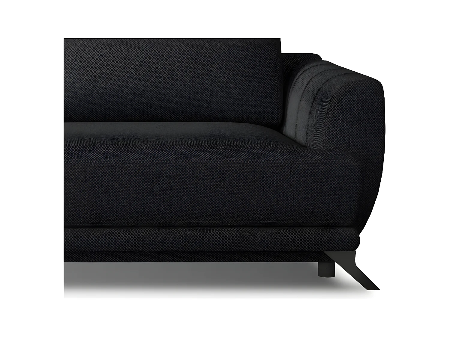 Canapé convertible 3-4 places tissu noir et pieds métal noir Zora 250cm
