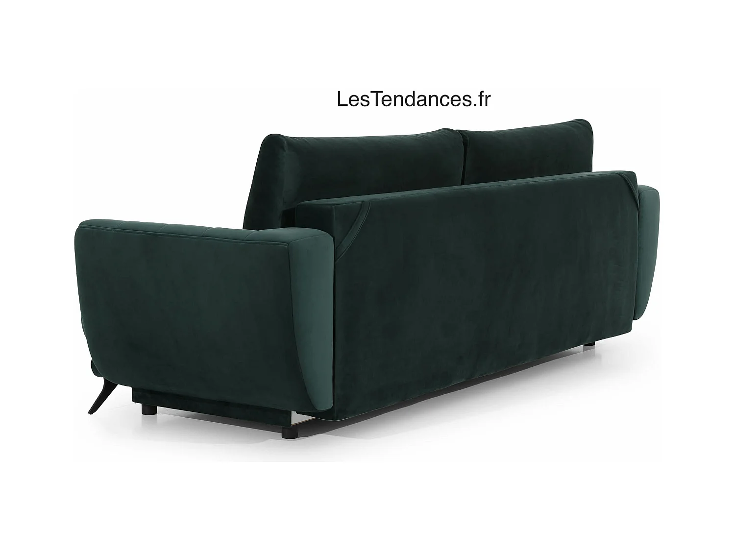 Canapé convertible 3-4 places tissu noir et pieds métal noir Zora 250cm