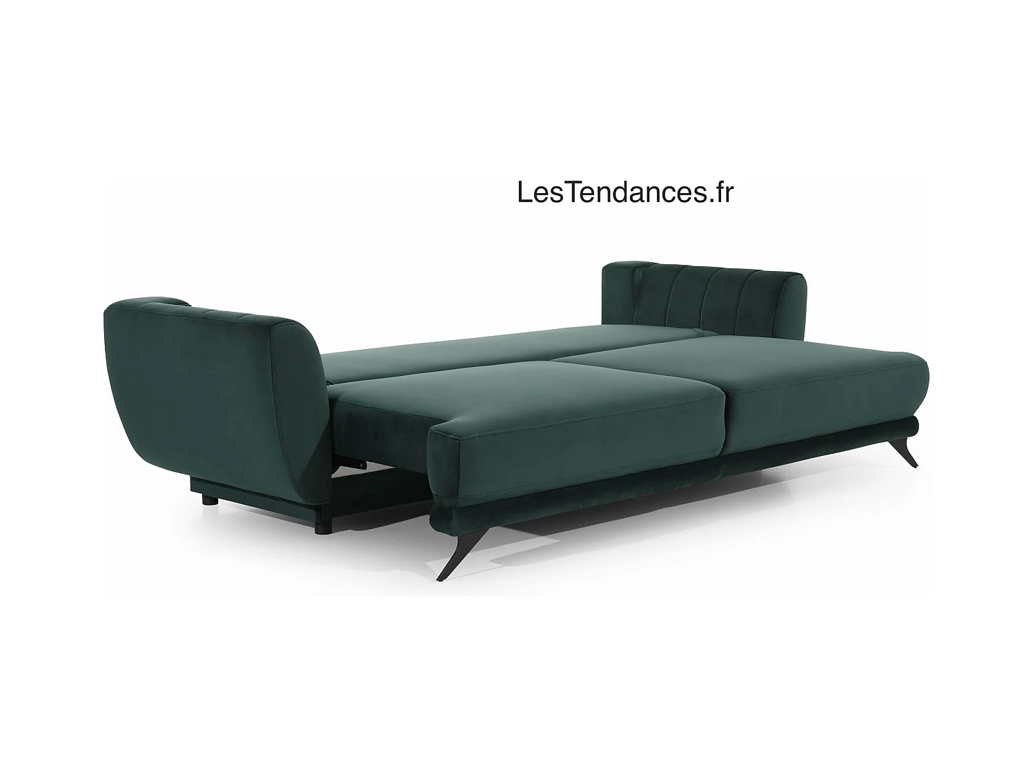 Canapé convertible 3-4 places tissu noir et pieds métal noir Zora 250cm